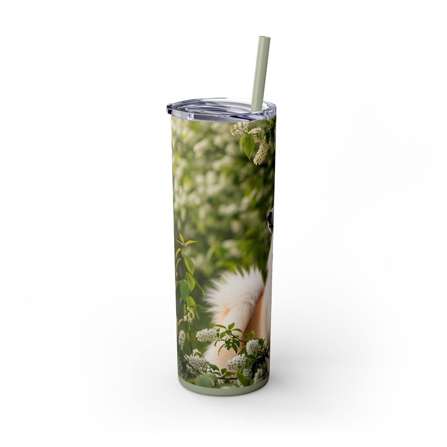 Finnish Spitz Skinny Tumbler with Straw, 20oz