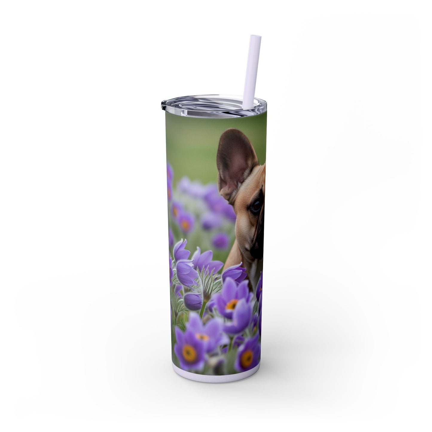 French Bulldog Skinny Tumbler with Straw, 20oz