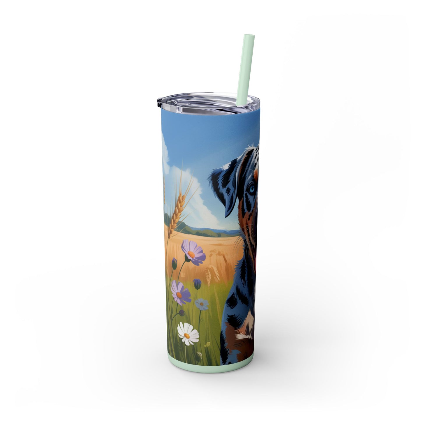 Catahoula Leopard Dog Skinny Tumbler with Straw, 20oz