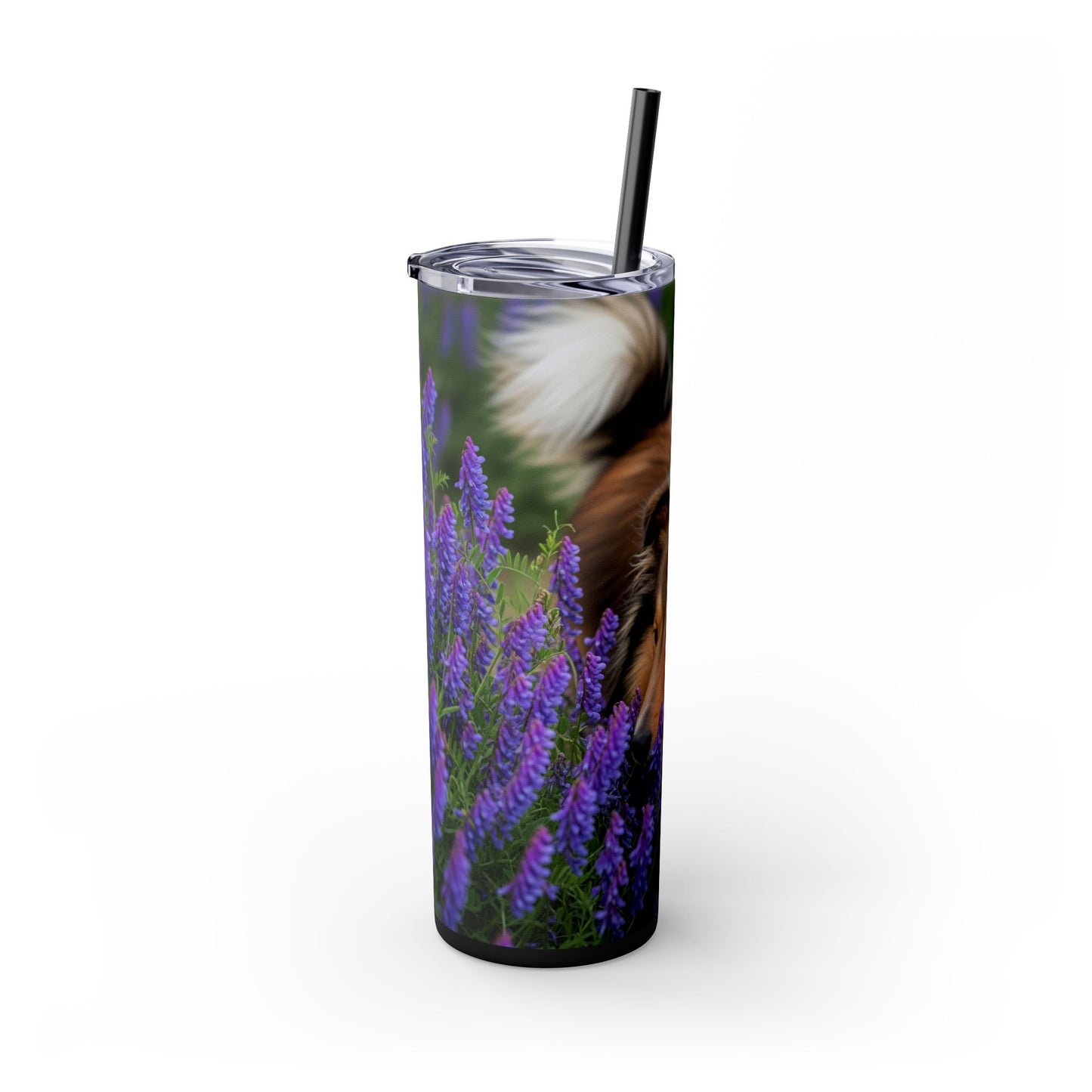 Shetland Sheepdog Skinny Tumbler with Straw, 20oz