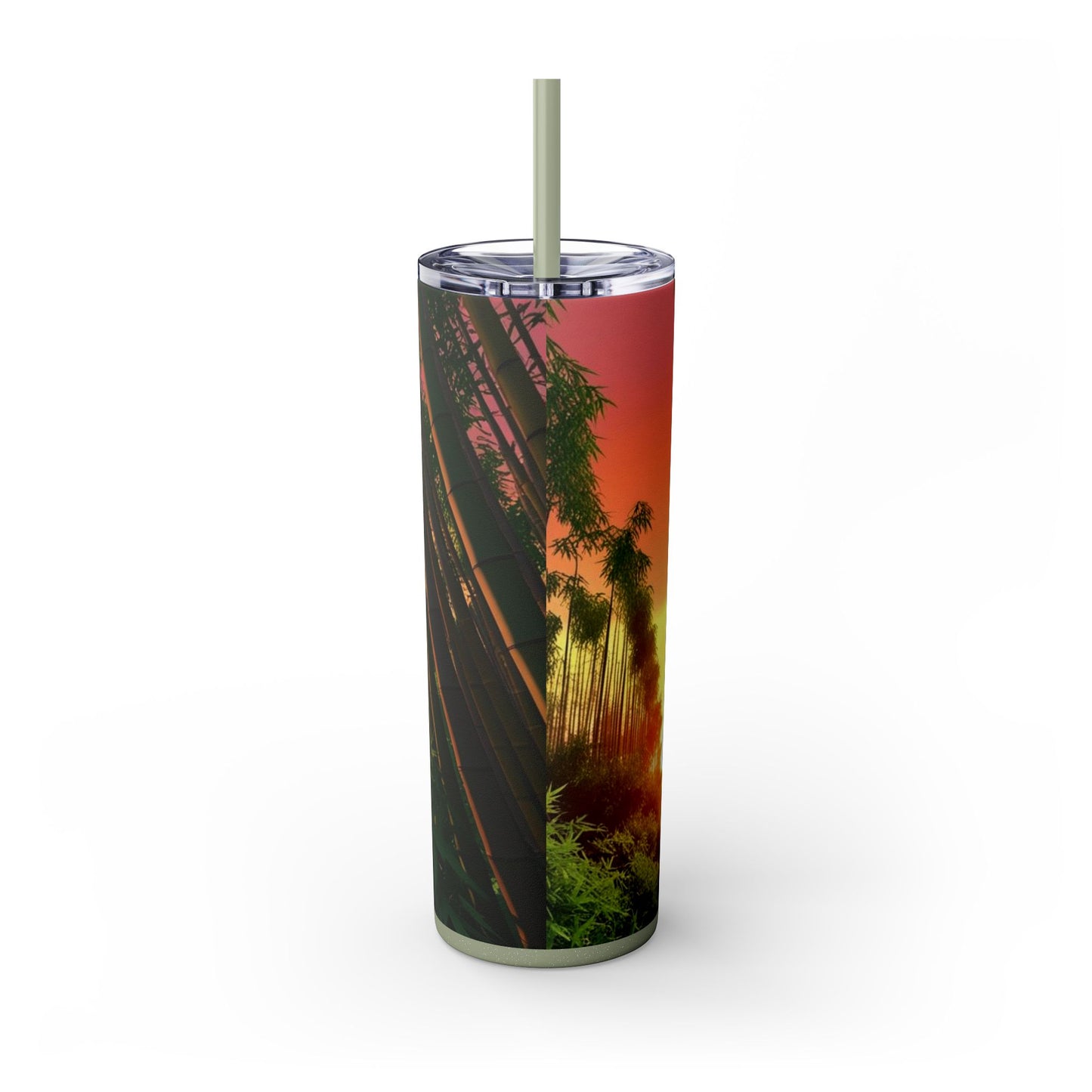 Bamboo Forest Sunrise Skinny Tumbler with Straw, 20oz