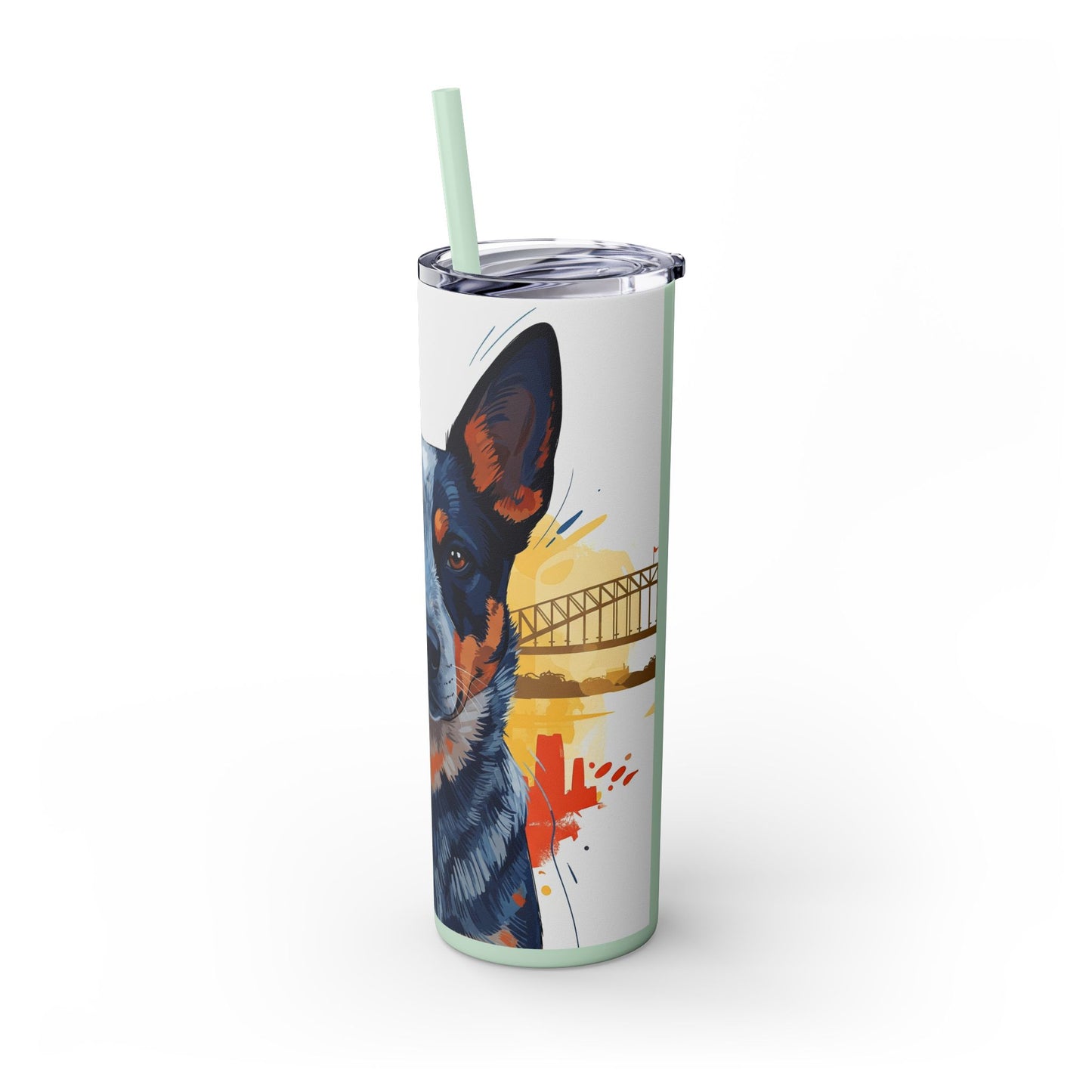 Australian Cattle Dog Skinny Tumbler with Straw, 20oz