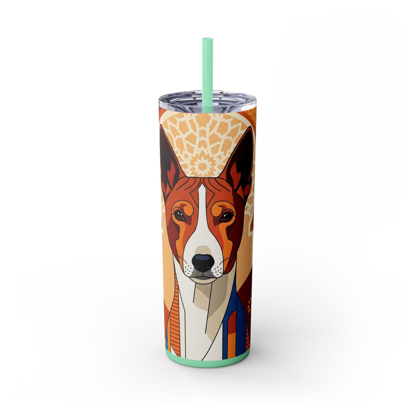 Basenji Skinny Tumbler with Straw, 20oz