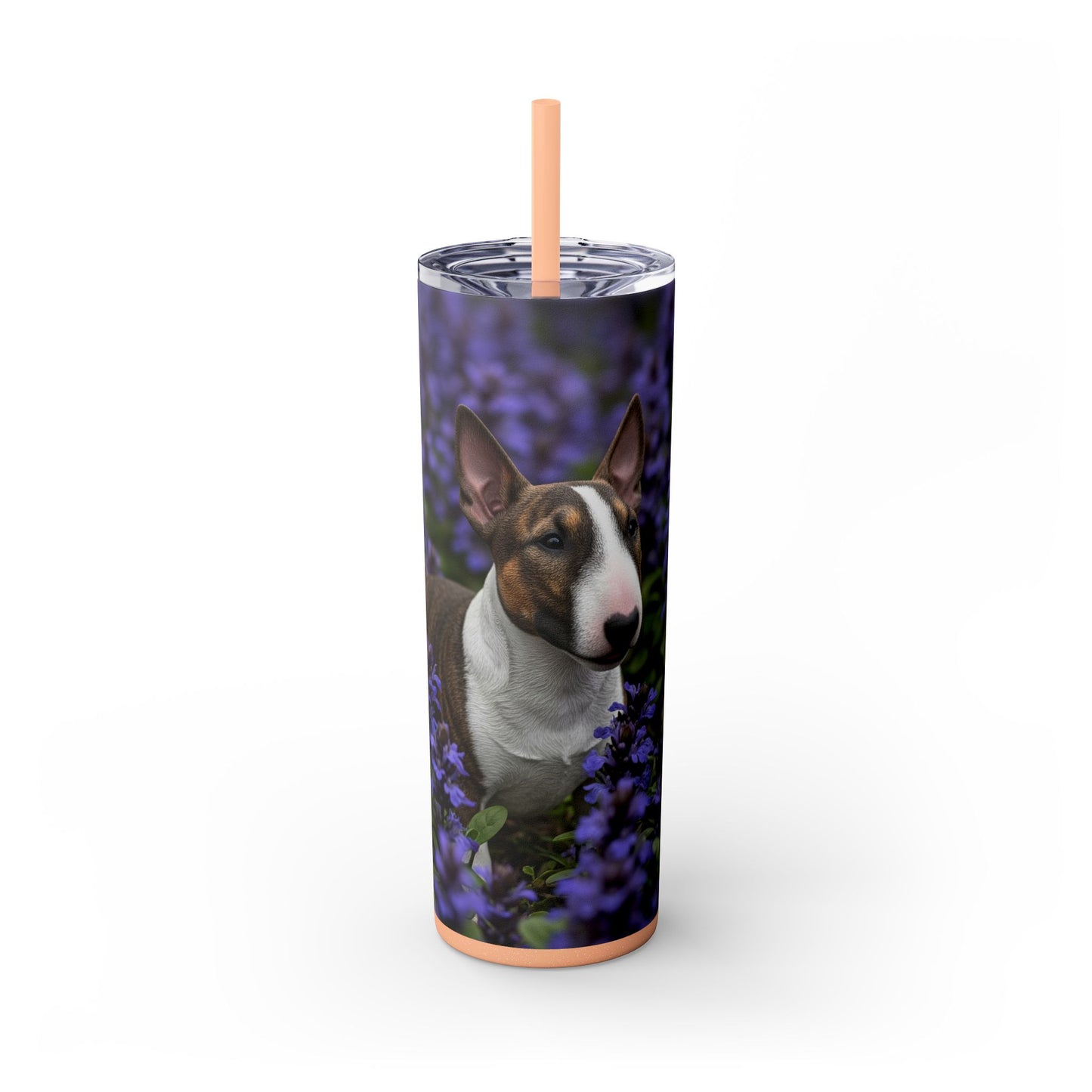 Miniature Bull Terrier Skinny Tumbler with Straw, 20oz