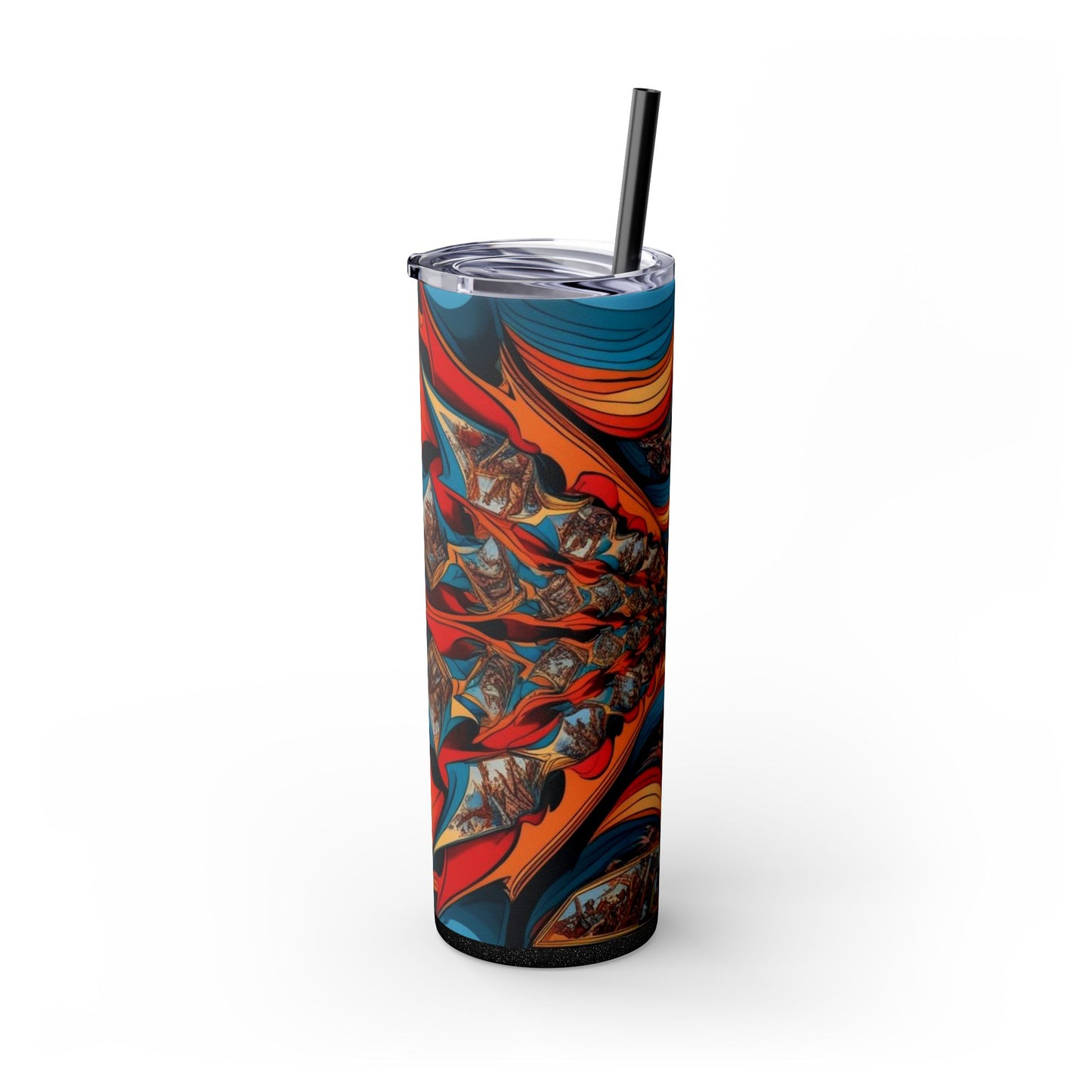 Optical Illusion Skinny Tumbler with Straw, 20oz