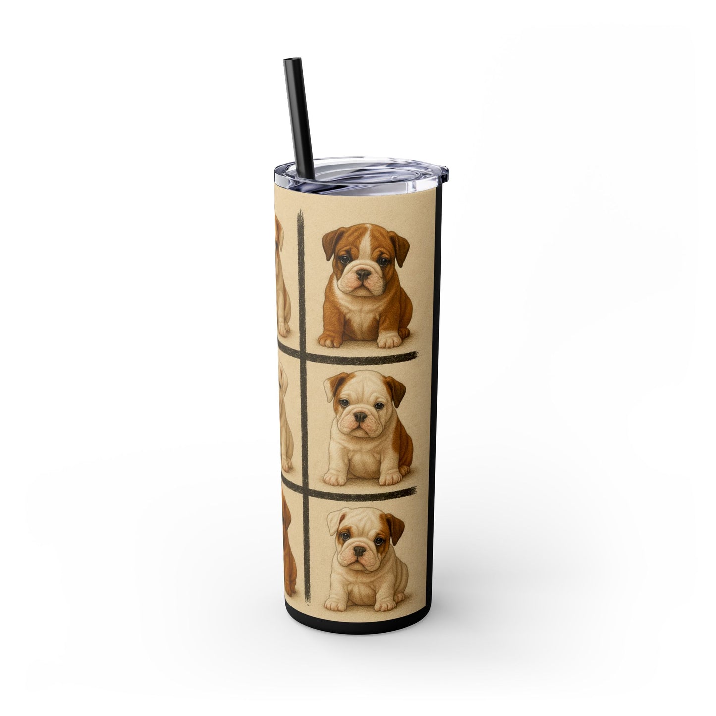 Bulldog puppies Tumbler with Straw, 20oz