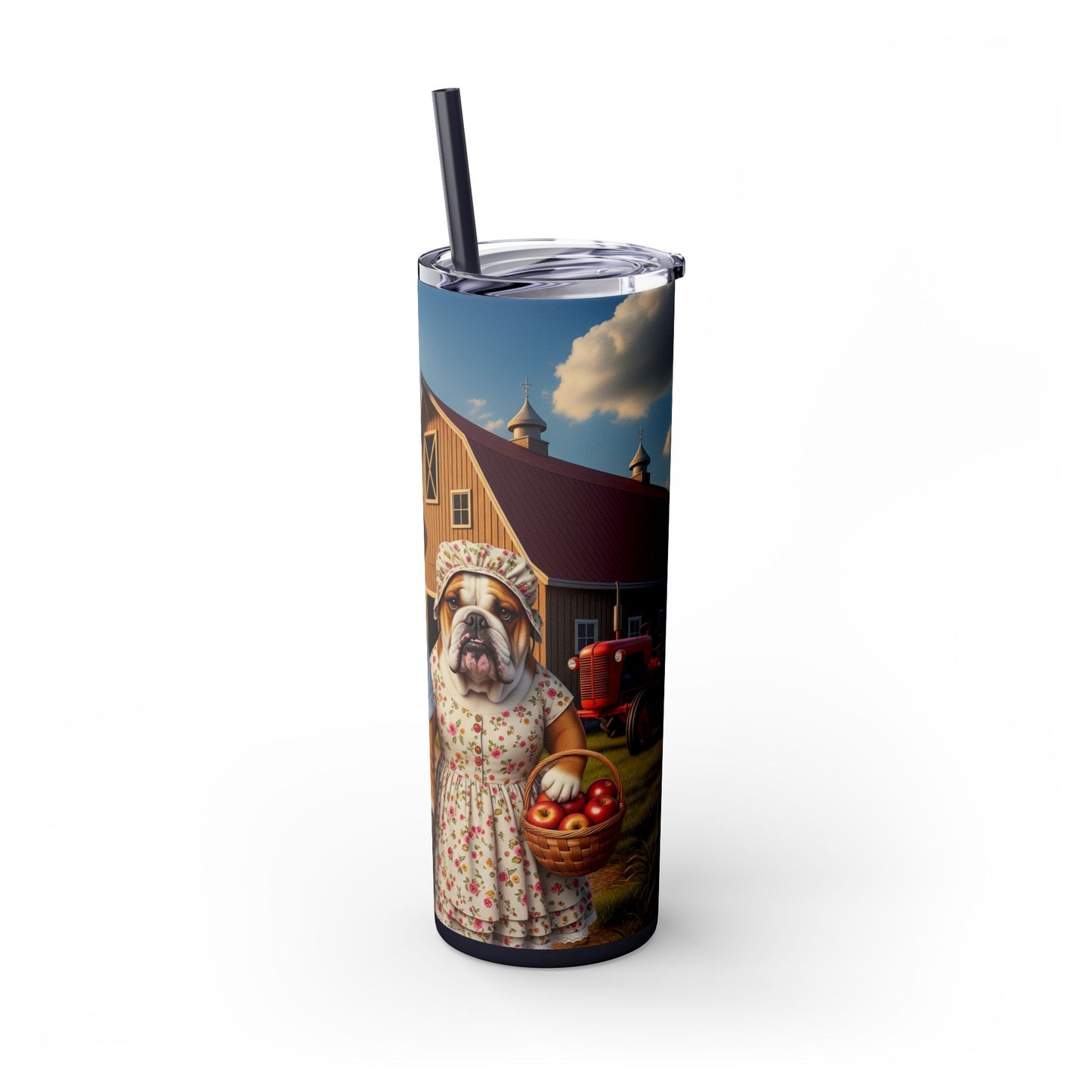 Bulldog Skinny Tumbler with Straw, 20oz