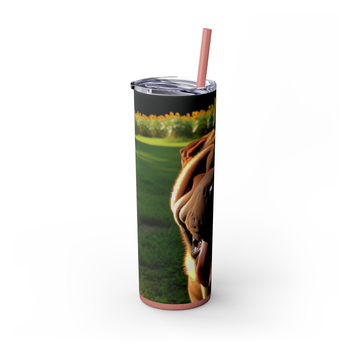 Shar Pei Skinny Tumbler with Straw, 20oz