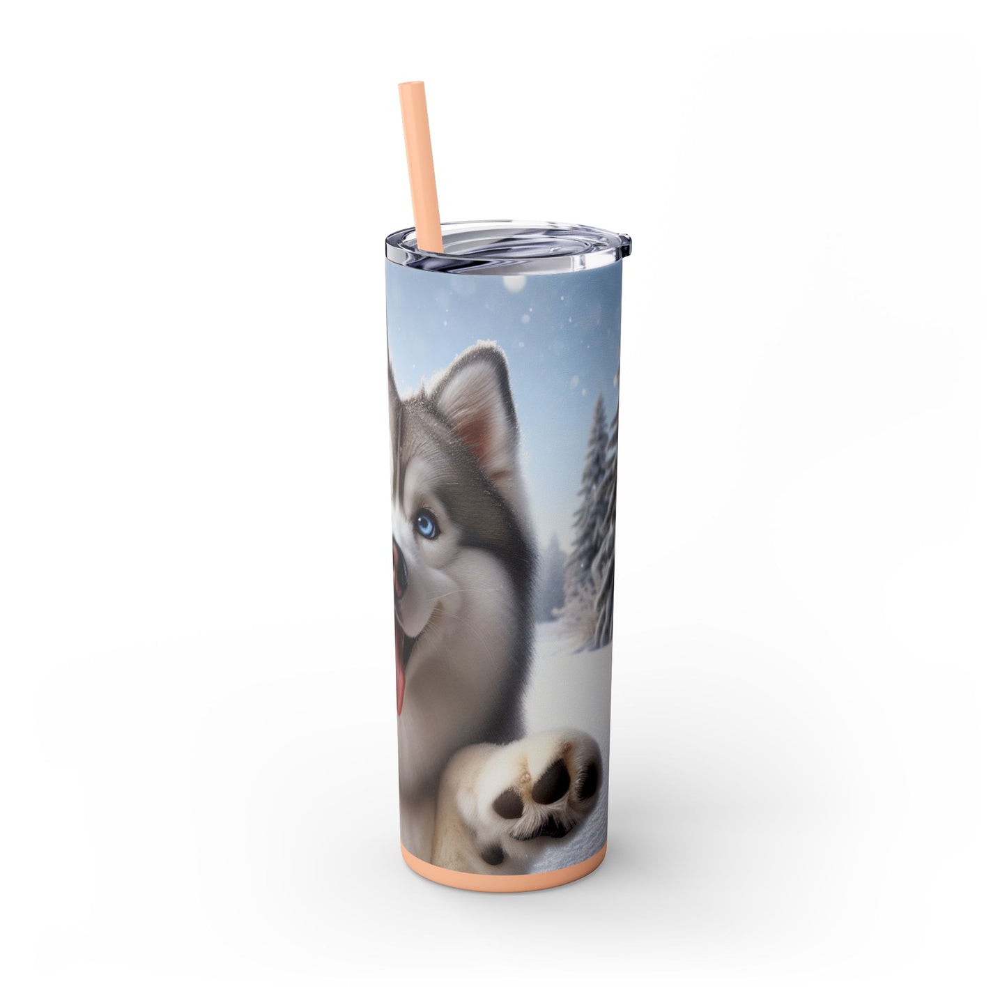 Siberian Husky Skinny Tumbler with Straw, 20oz
