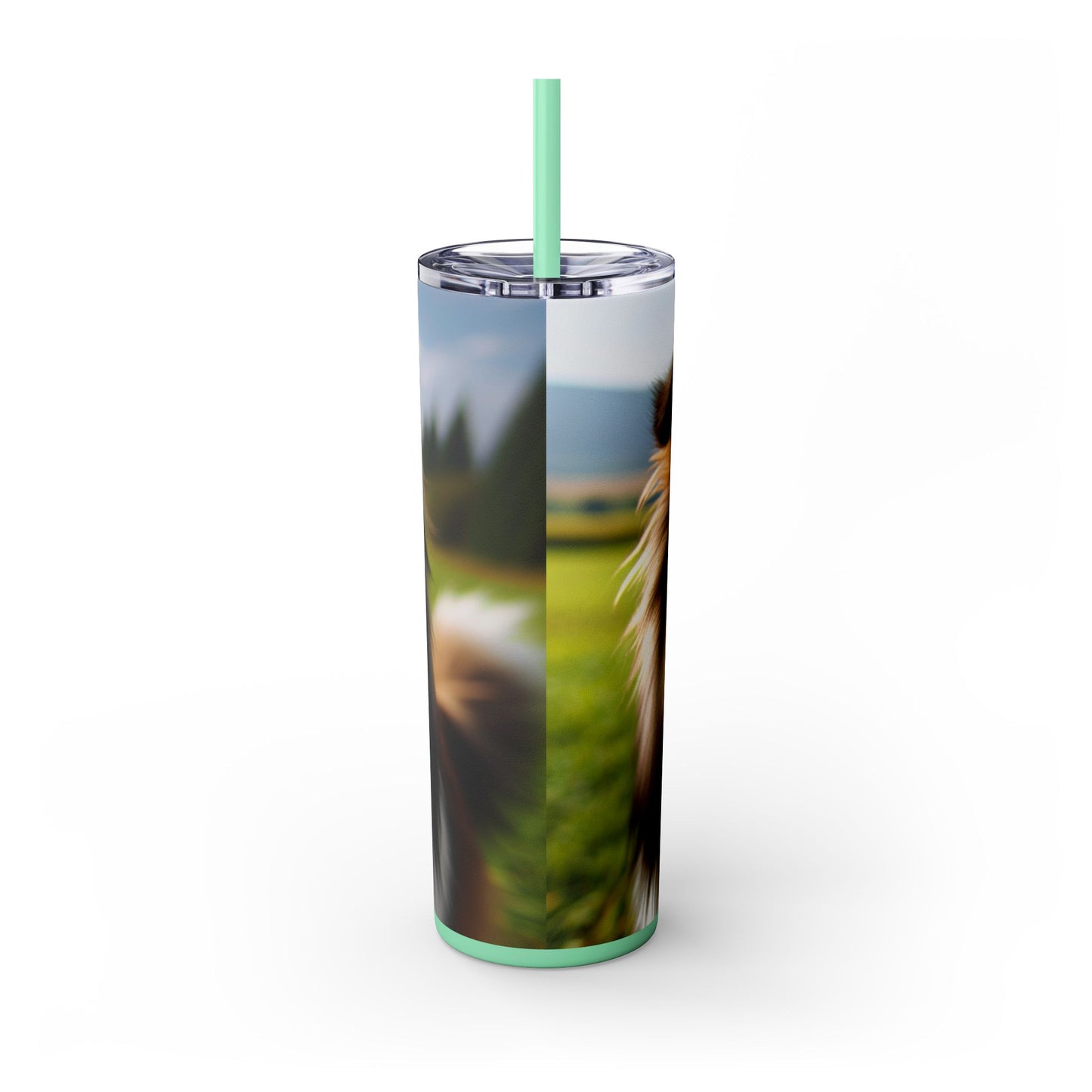 Shetland Sheepdog Skinny Tumbler with Straw, 20oz