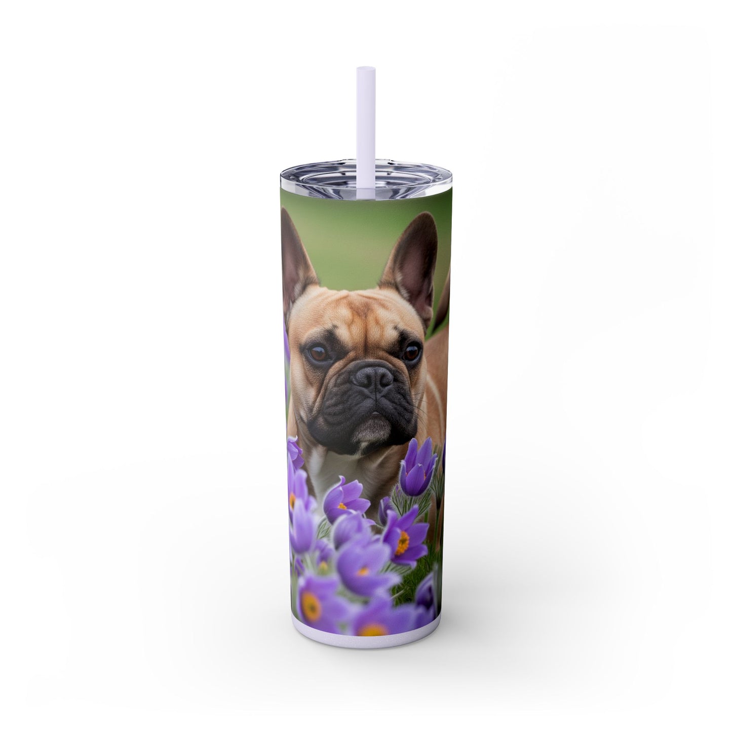 French Bulldog Skinny Tumbler with Straw, 20oz