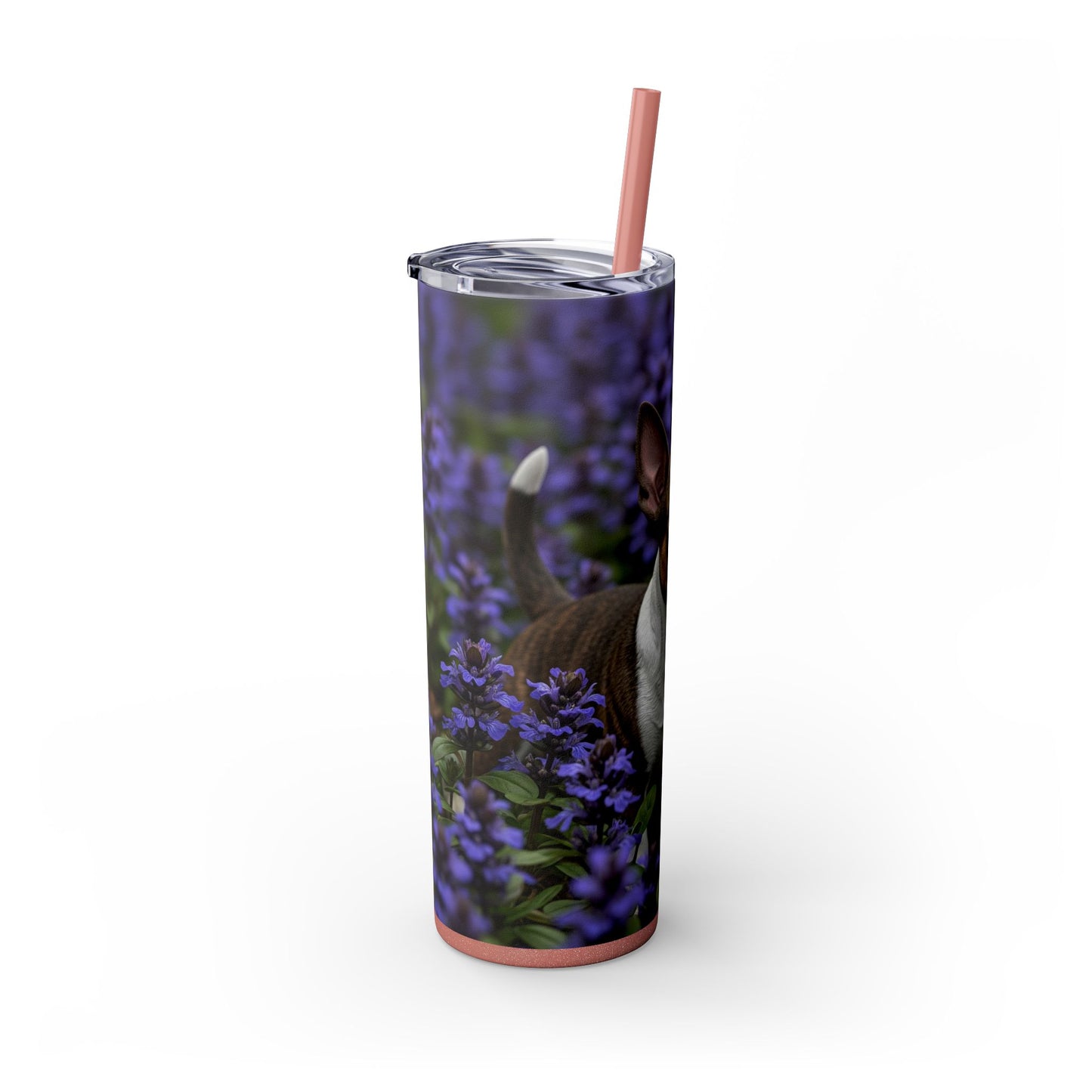 Miniature Bull Terrier Skinny Tumbler with Straw, 20oz