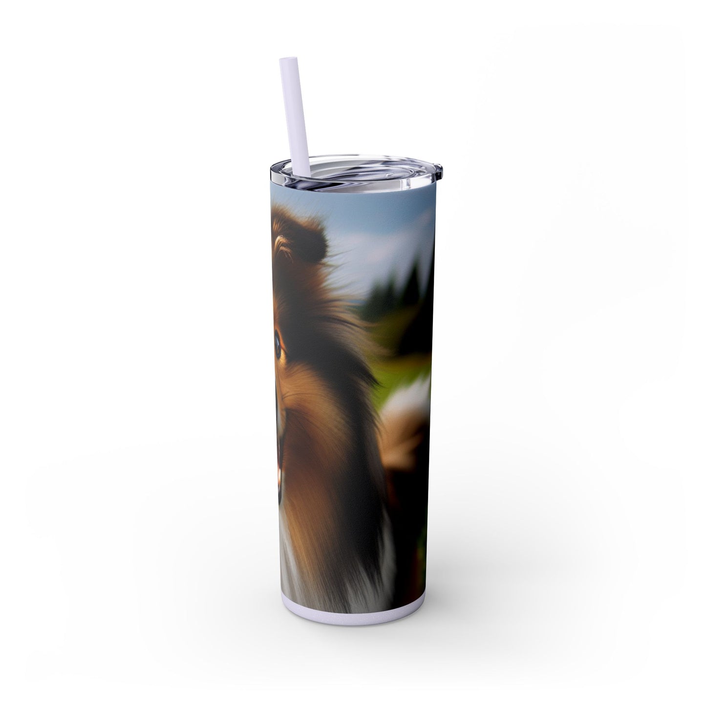 Shetland Sheepdog Skinny Tumbler with Straw, 20oz