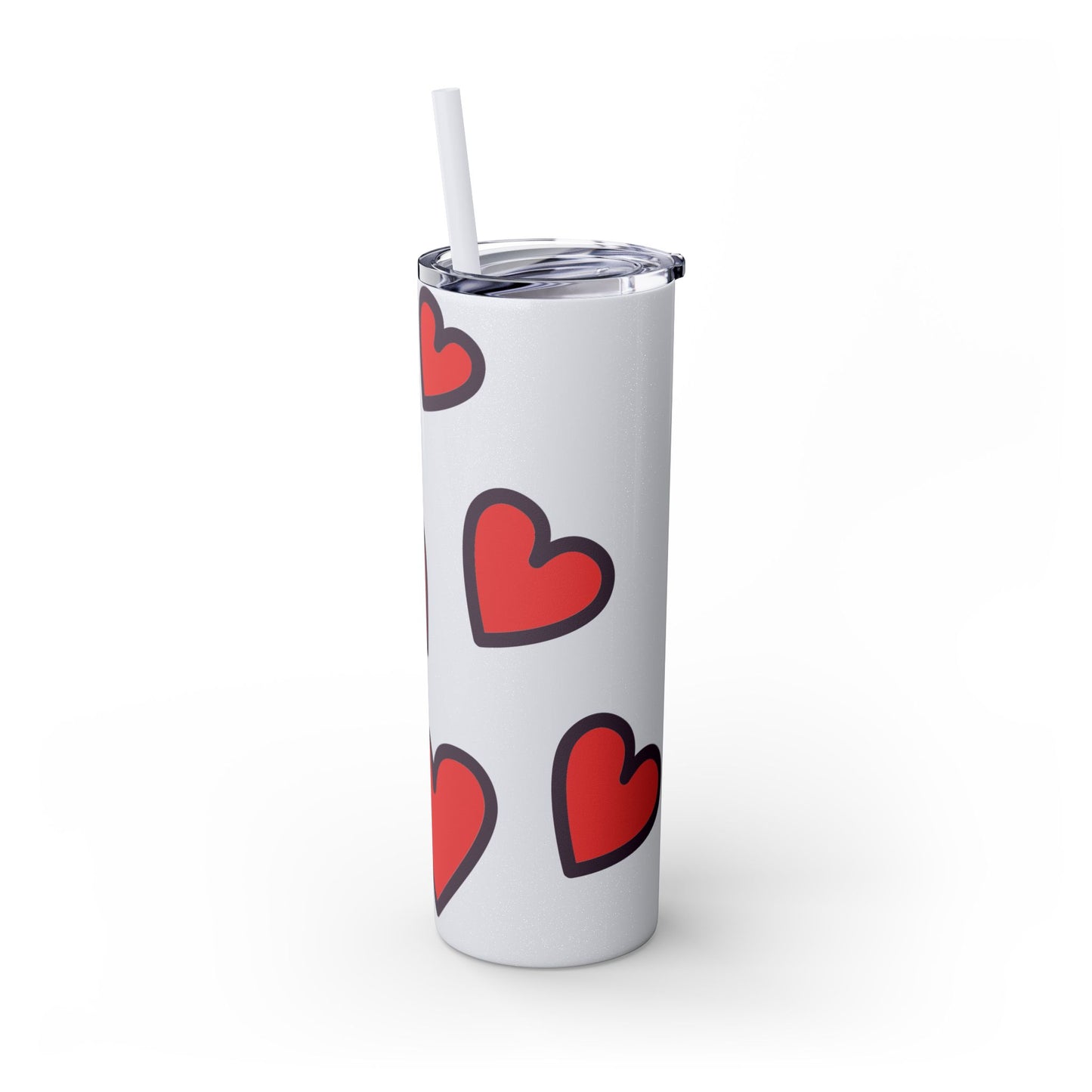 Hearts Skinny Tumbler with Straw, 20oz