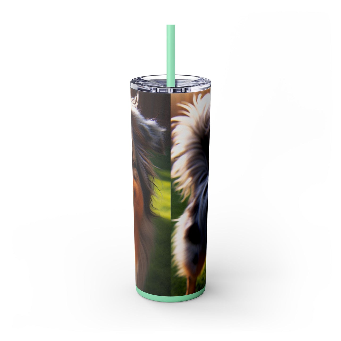 Australian Shepherd Skinny Tumbler with Straw, 20oz