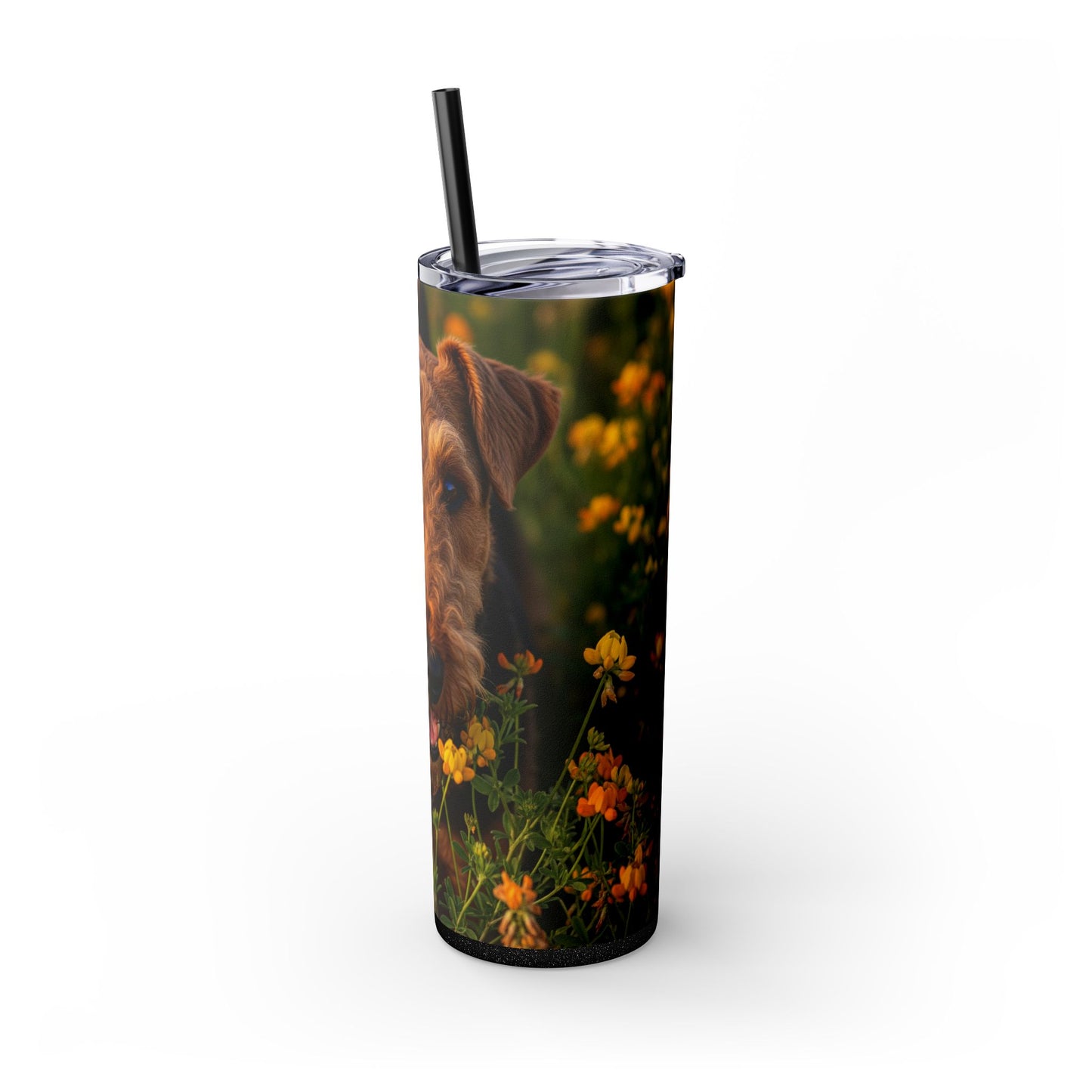 Airedale Terrier Skinny Tumbler with Straw, 20oz