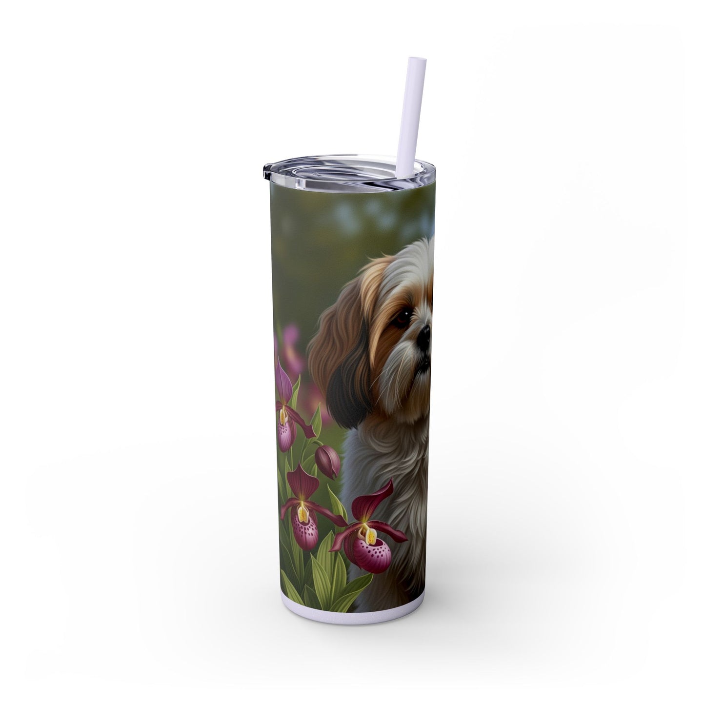 Lhasa Apso Skinny Tumbler with Straw, 20oz