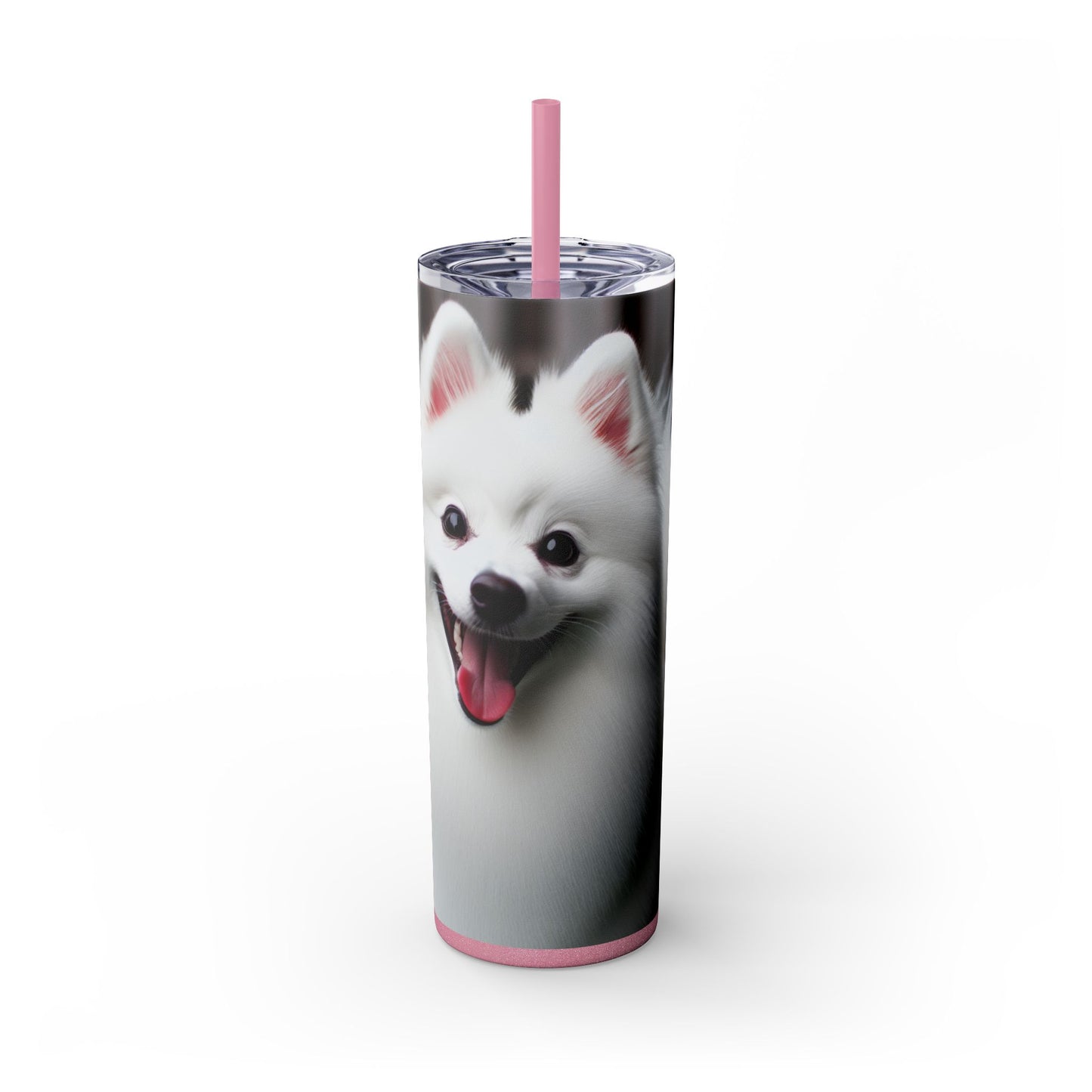 American Eskimo Dog Skinny Tumbler with Straw, 20oz