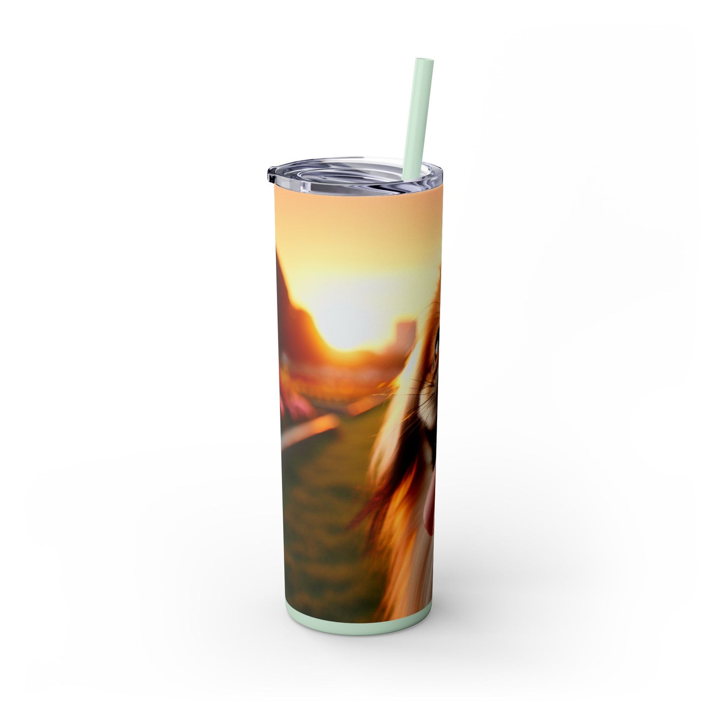 Pekingese Skinny Tumbler with Straw, 20oz