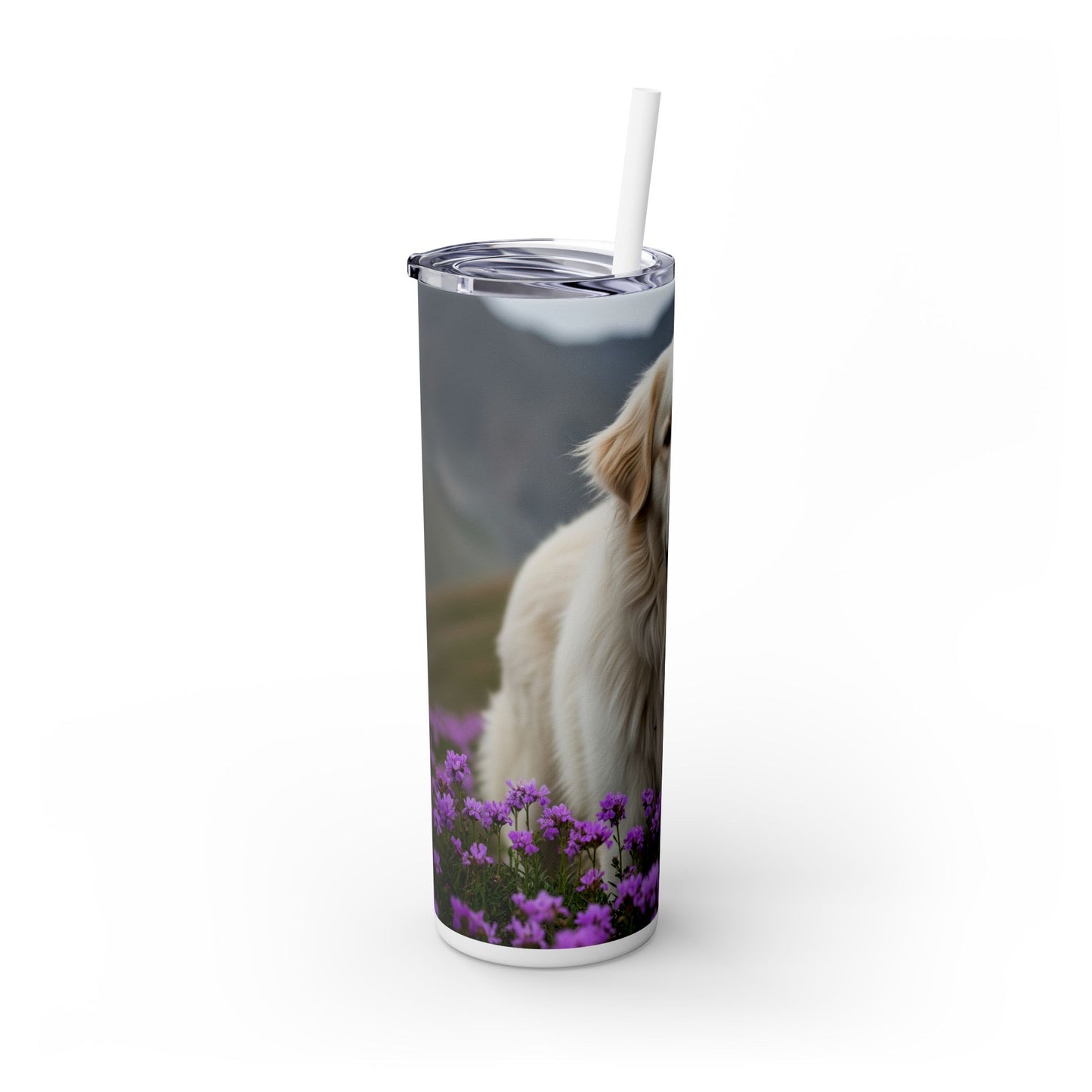 Pyrenean Mountain Dog Skinny Tumbler with Straw, 20oz