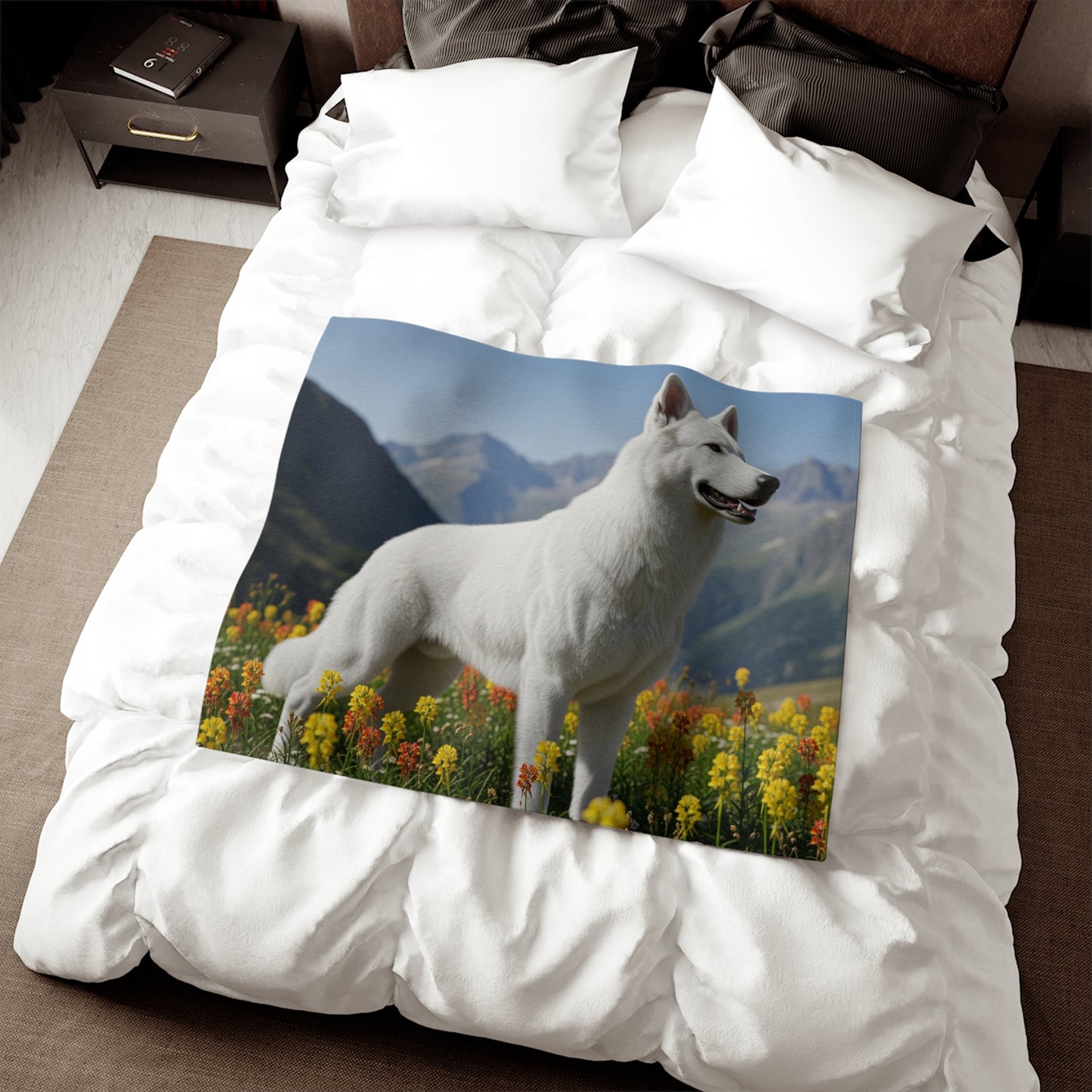 White Swiss Shepherd Dog Sweatshirt Blanket
