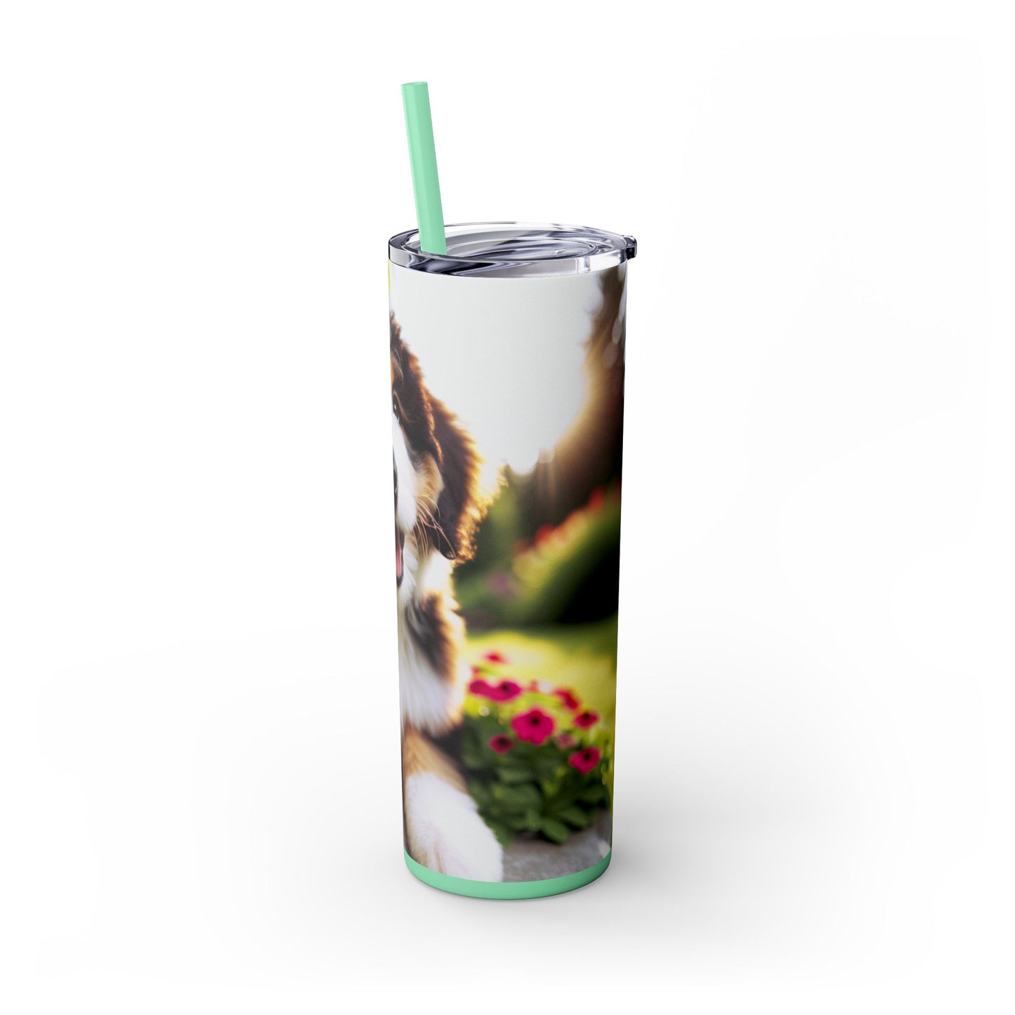 Bernedoodle Skinny Tumbler with Straw, 20oz