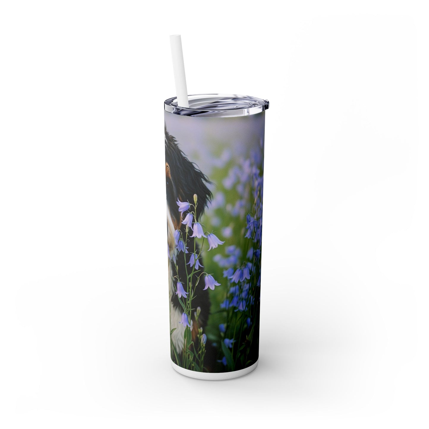 Bernedoodle Skinny Tumbler with Straw, 20oz