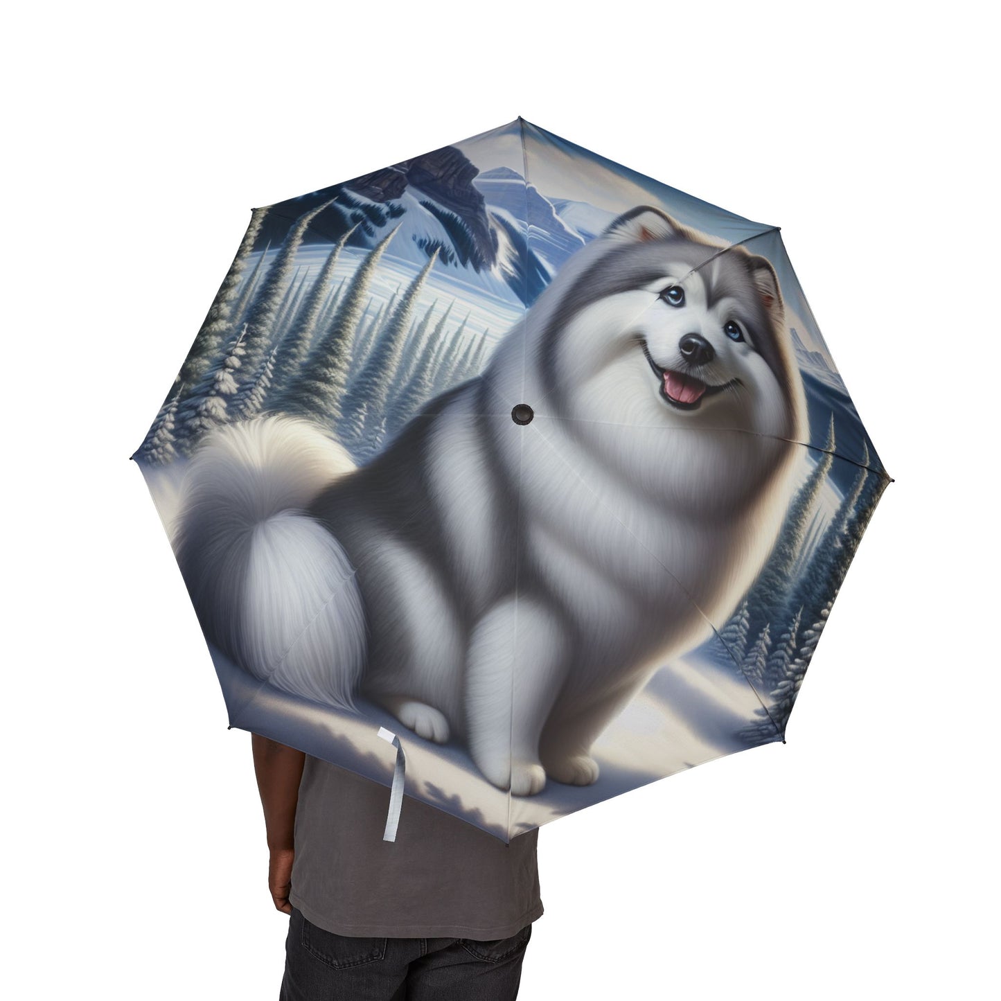 Canadian Eskimo Dog Semi-Automatic Foldable Umbrella