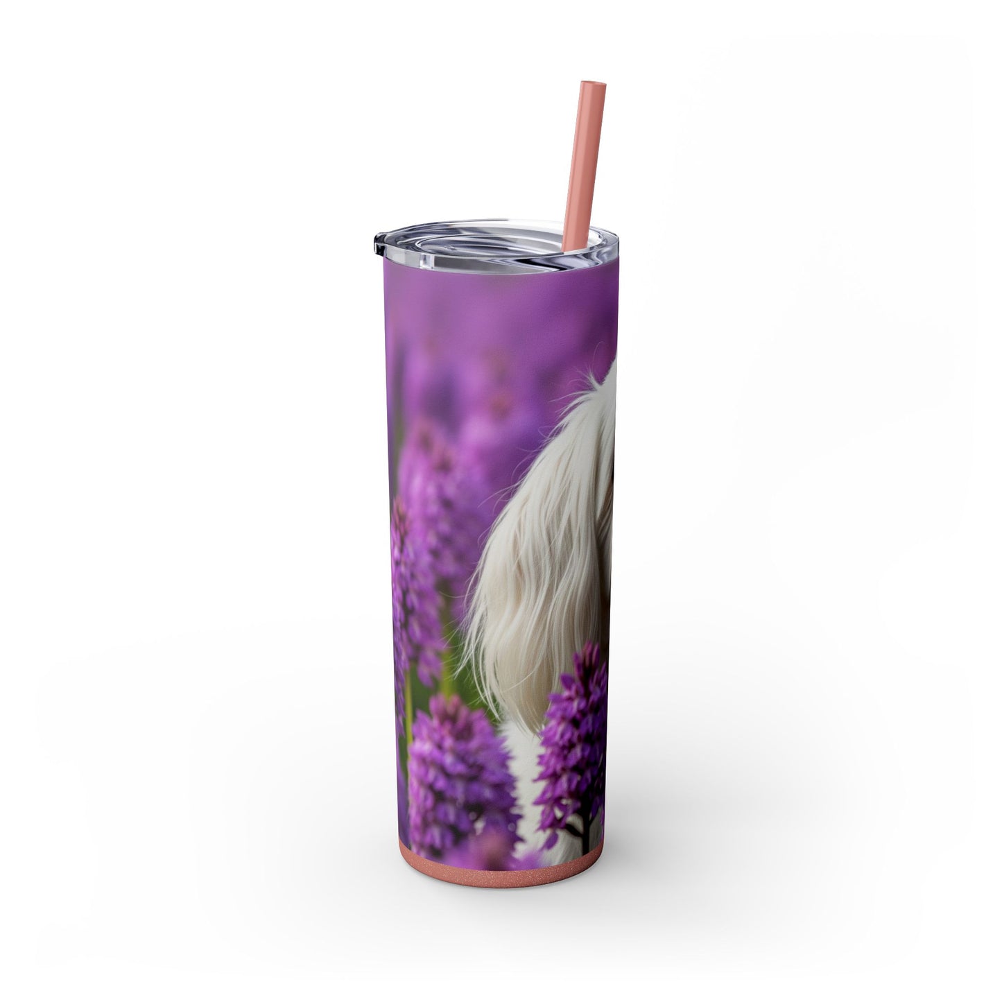 Maltese Skinny Tumbler with Straw, 20oz