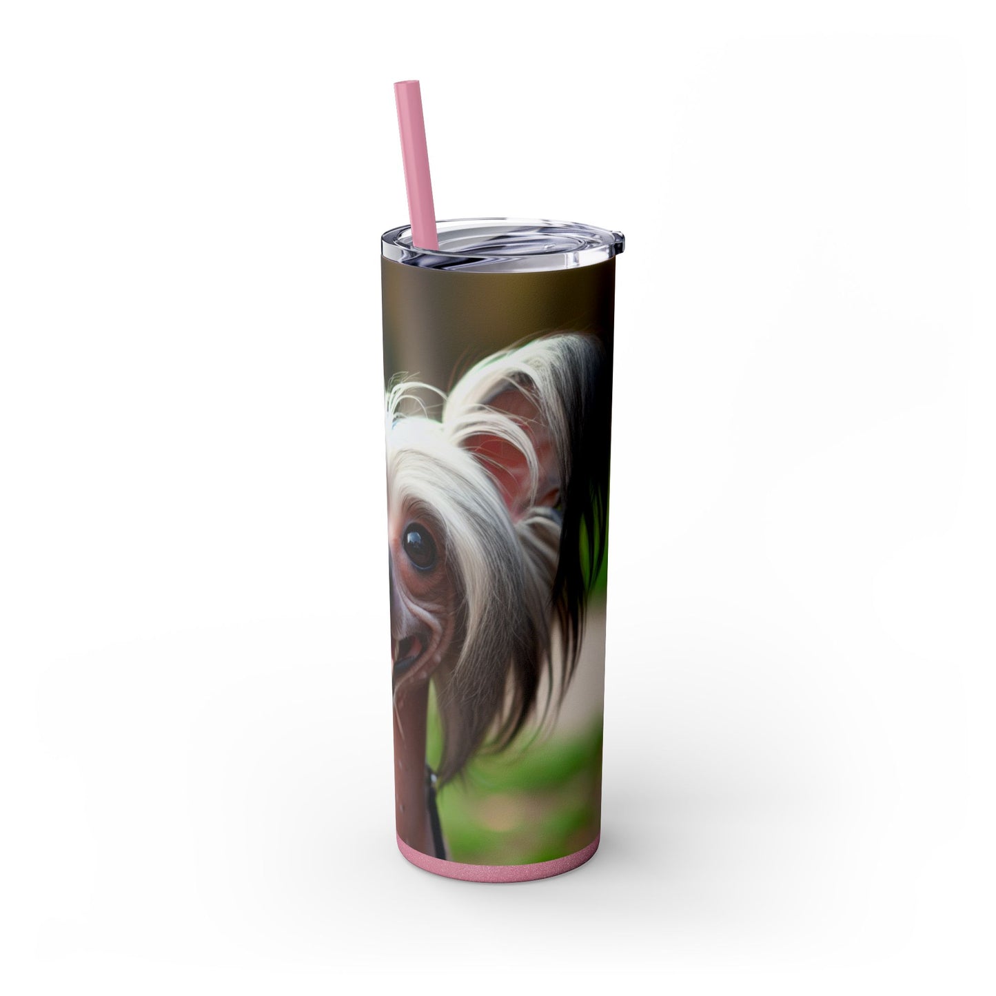 Vaso con pajita para perro crestado chino, 20 oz