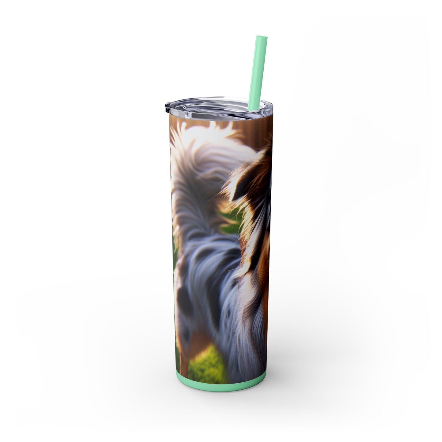 Australian Shepherd Skinny Tumbler with Straw, 20oz