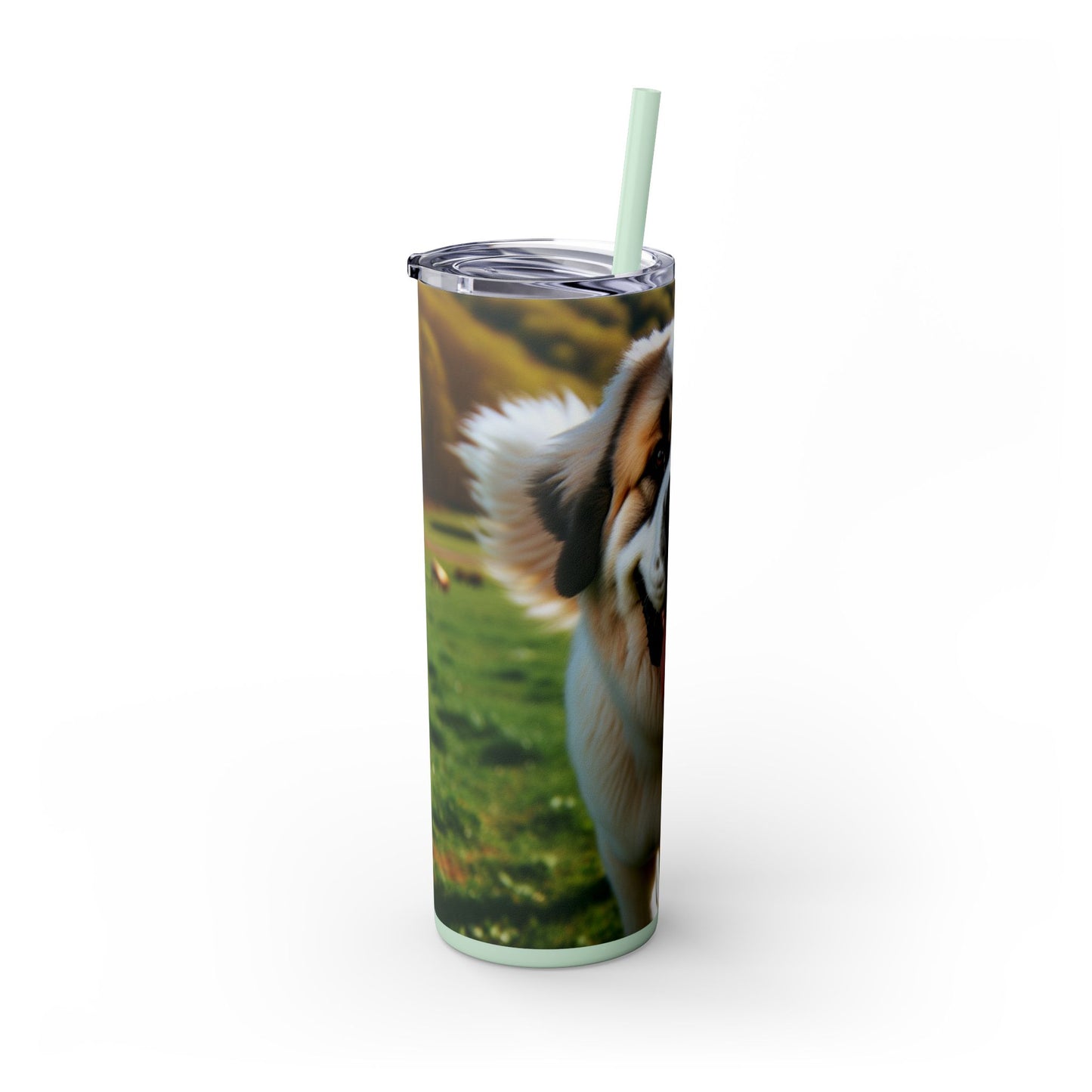 Pyrenean Mastiff Skinny Tumbler with Straw, 20oz