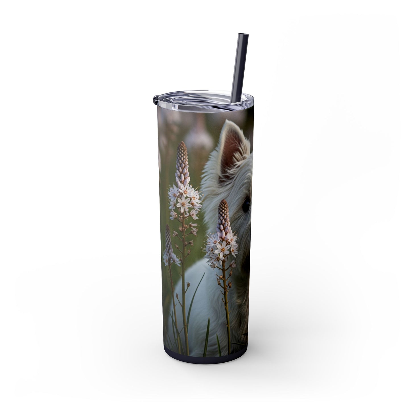 West Highland White Terrier Skinny Tumbler with Straw, 20oz