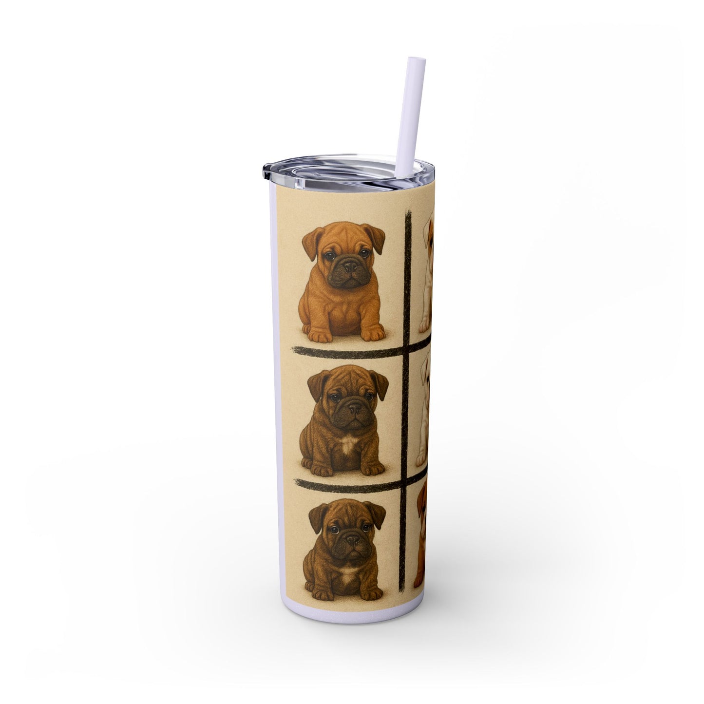 Bulldog puppies Tumbler with Straw, 20oz