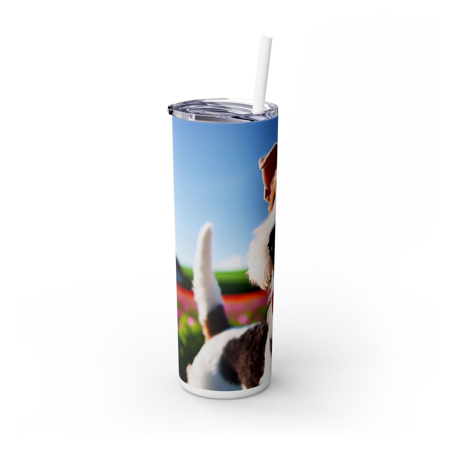 Wire Fox Terrier Skinny Tumbler with Straw, 20oz