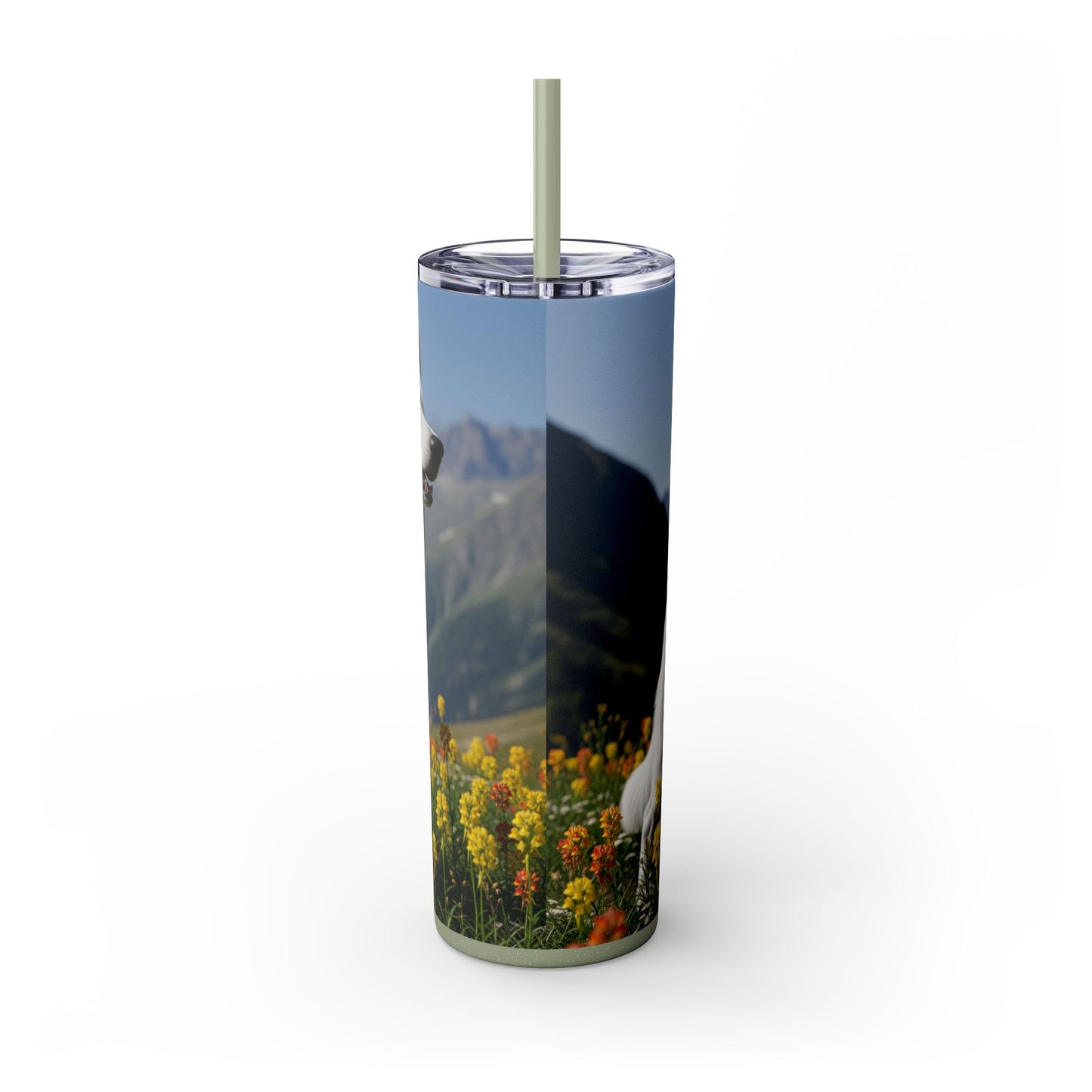 White Swiss Shepherd Dog Skinny Tumbler with Straw, 20oz