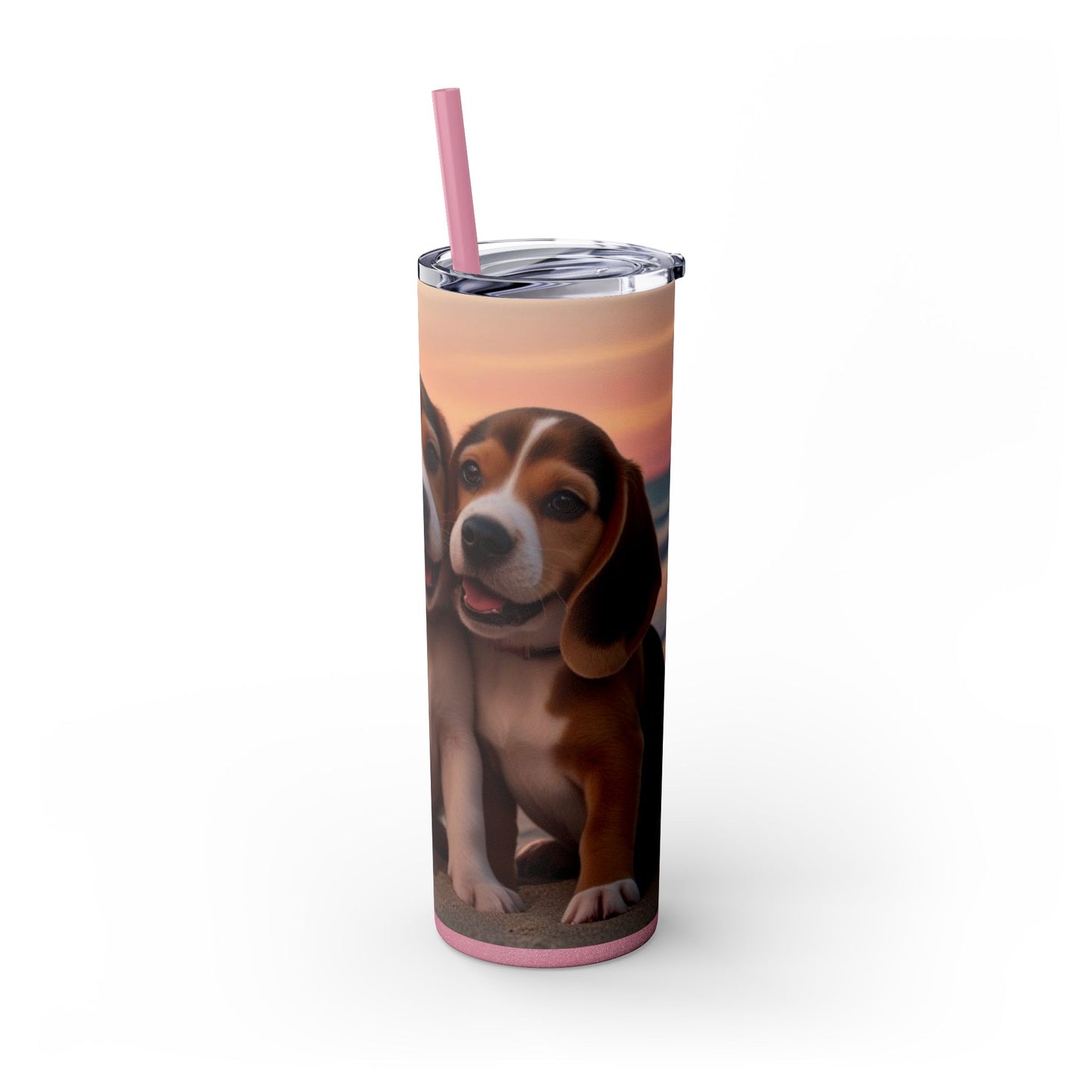 Beagle Love Skinny Tumbler with Straw, 20oz