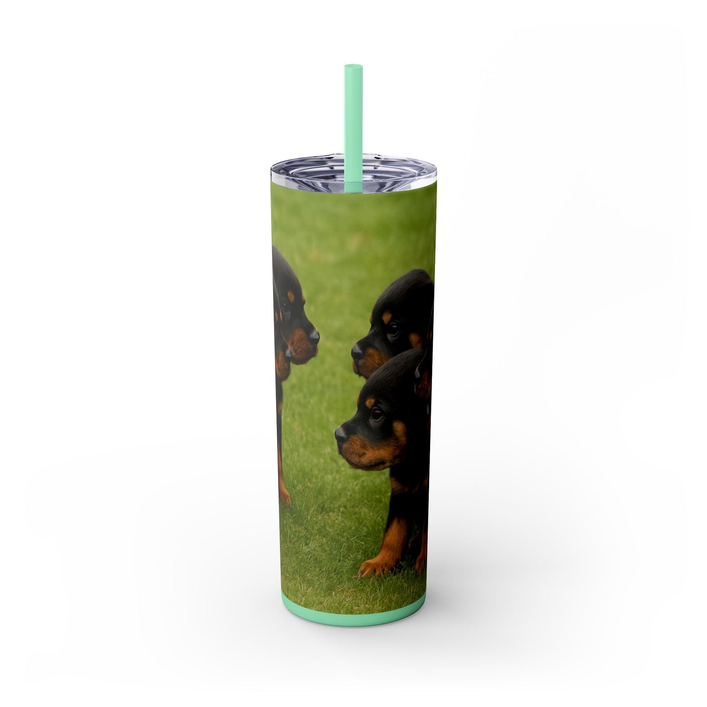 Rottweiler puppies Tumbler with Straw, 20oz