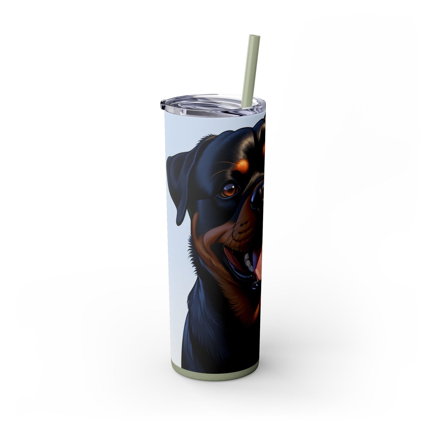 Rottweiler Skinny Tumbler with Straw, 20oz