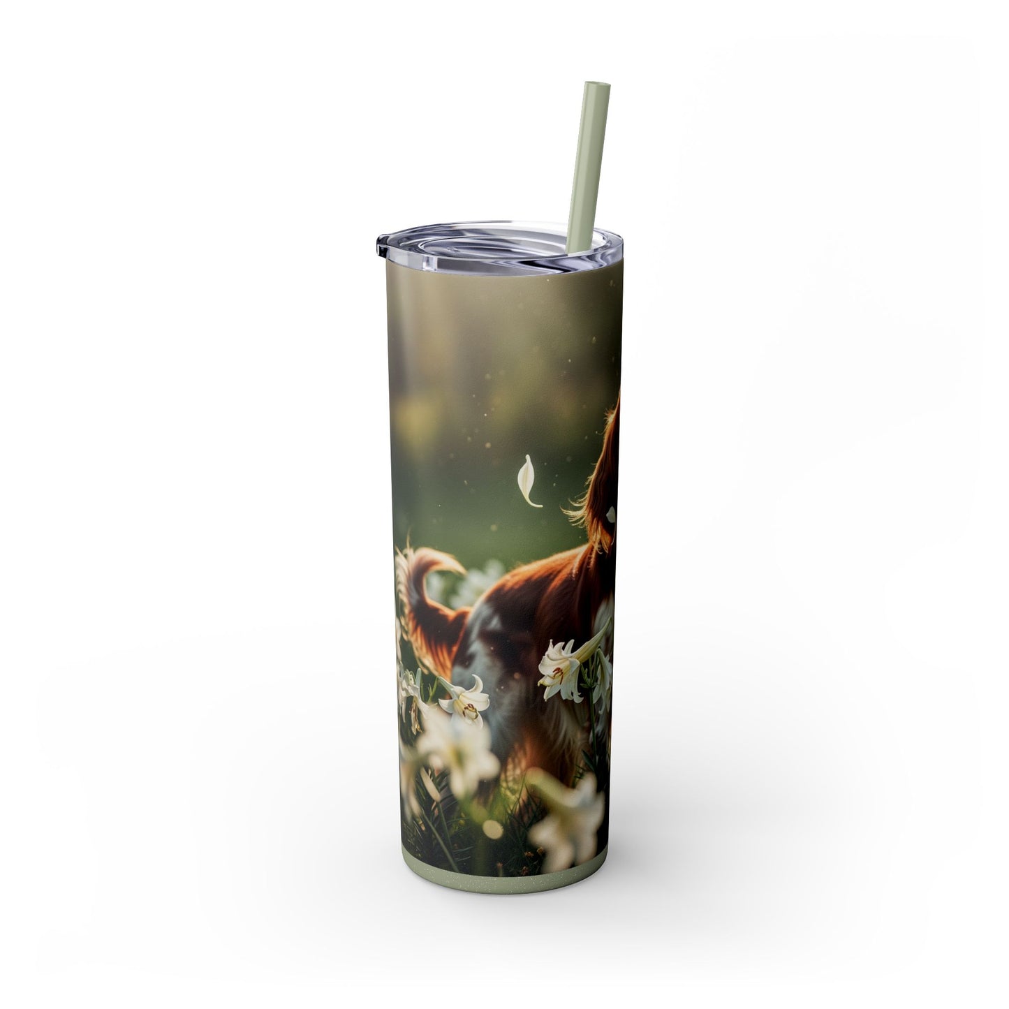 Irish Red and White Setter Tumbler with Straw, 20oz