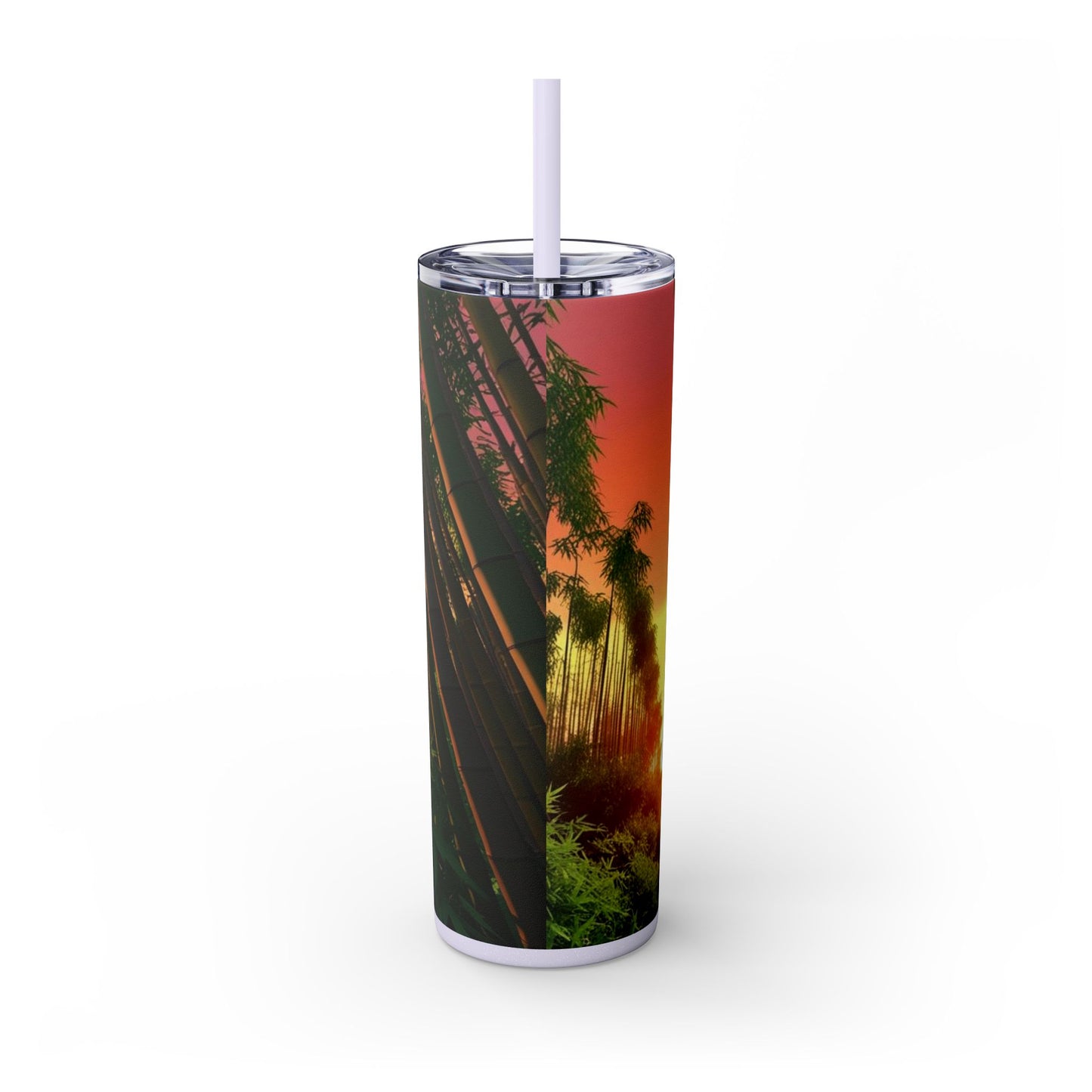 Bamboo Forest Sunrise Skinny Tumbler with Straw, 20oz