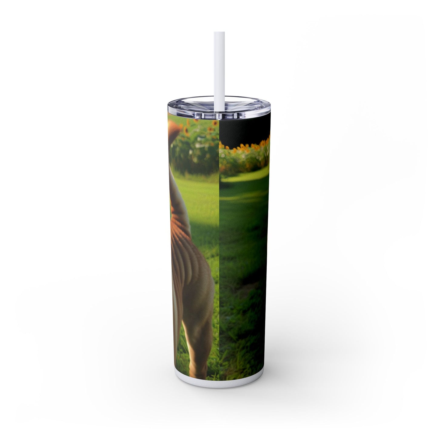 Shar Pei Skinny Tumbler with Straw, 20oz