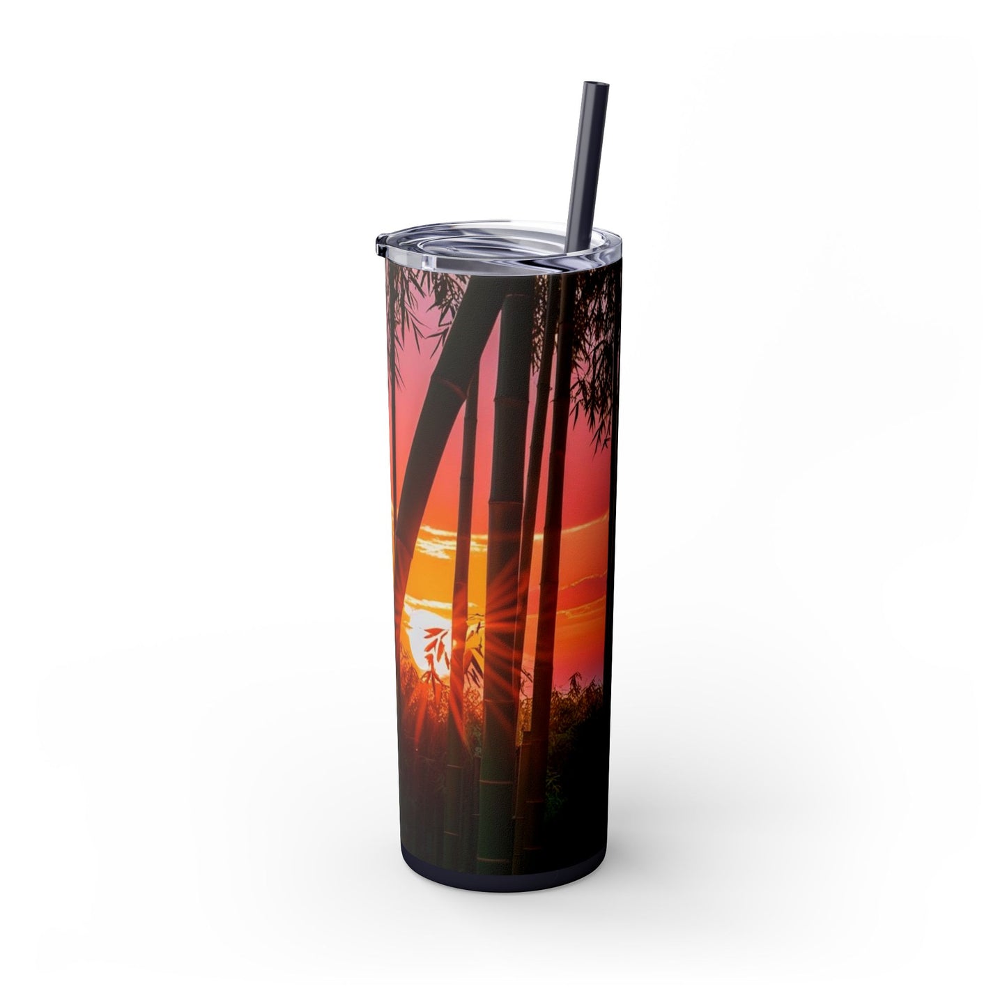 Bamboo Forest Sunrise Skinny Tumbler with Straw, 20oz