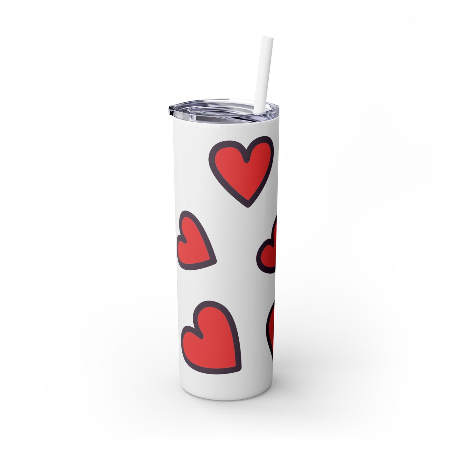 Hearts Skinny Tumbler with Straw, 20oz