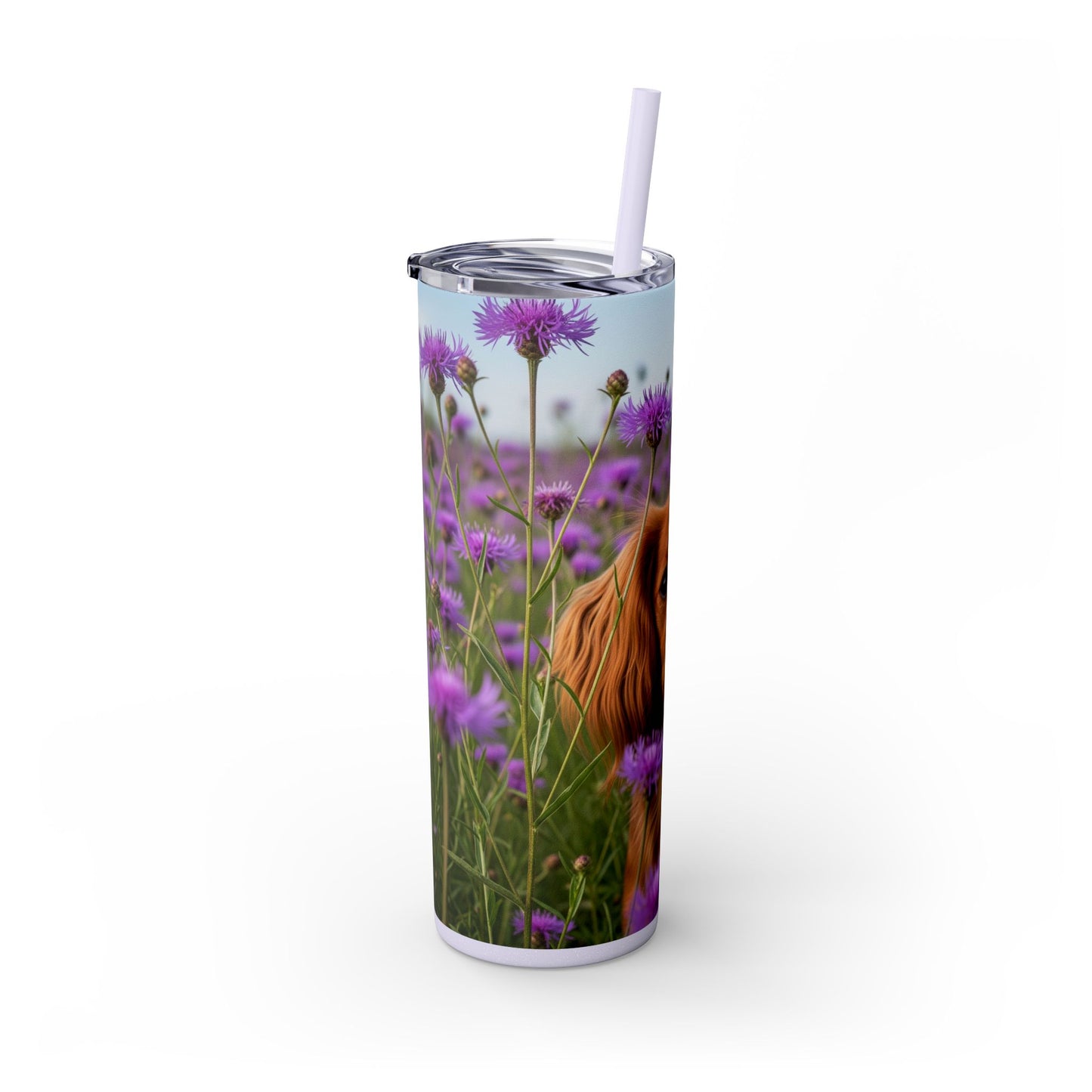 English Toy Spaniel Skinny Tumbler with Straw, 20oz
