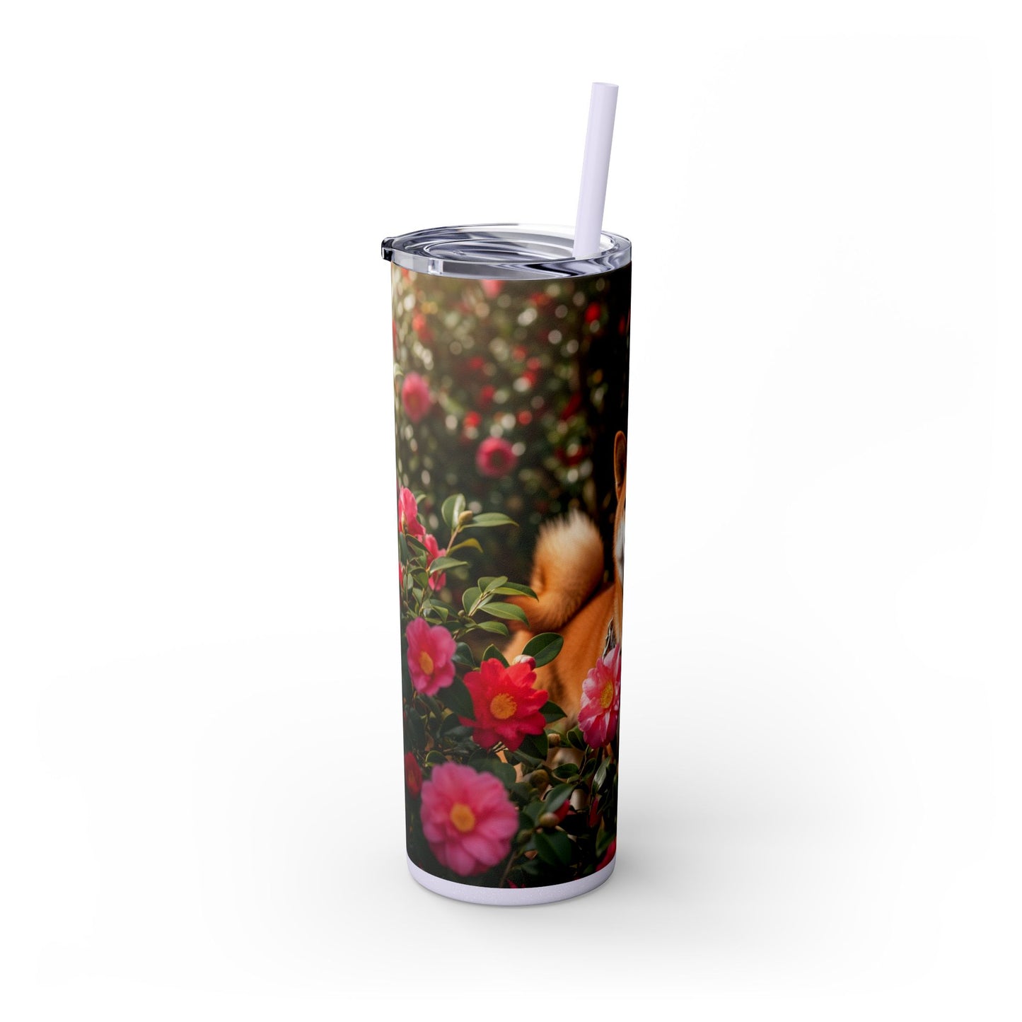 Shiba Inu Skinny Tumbler with Straw, 20oz
