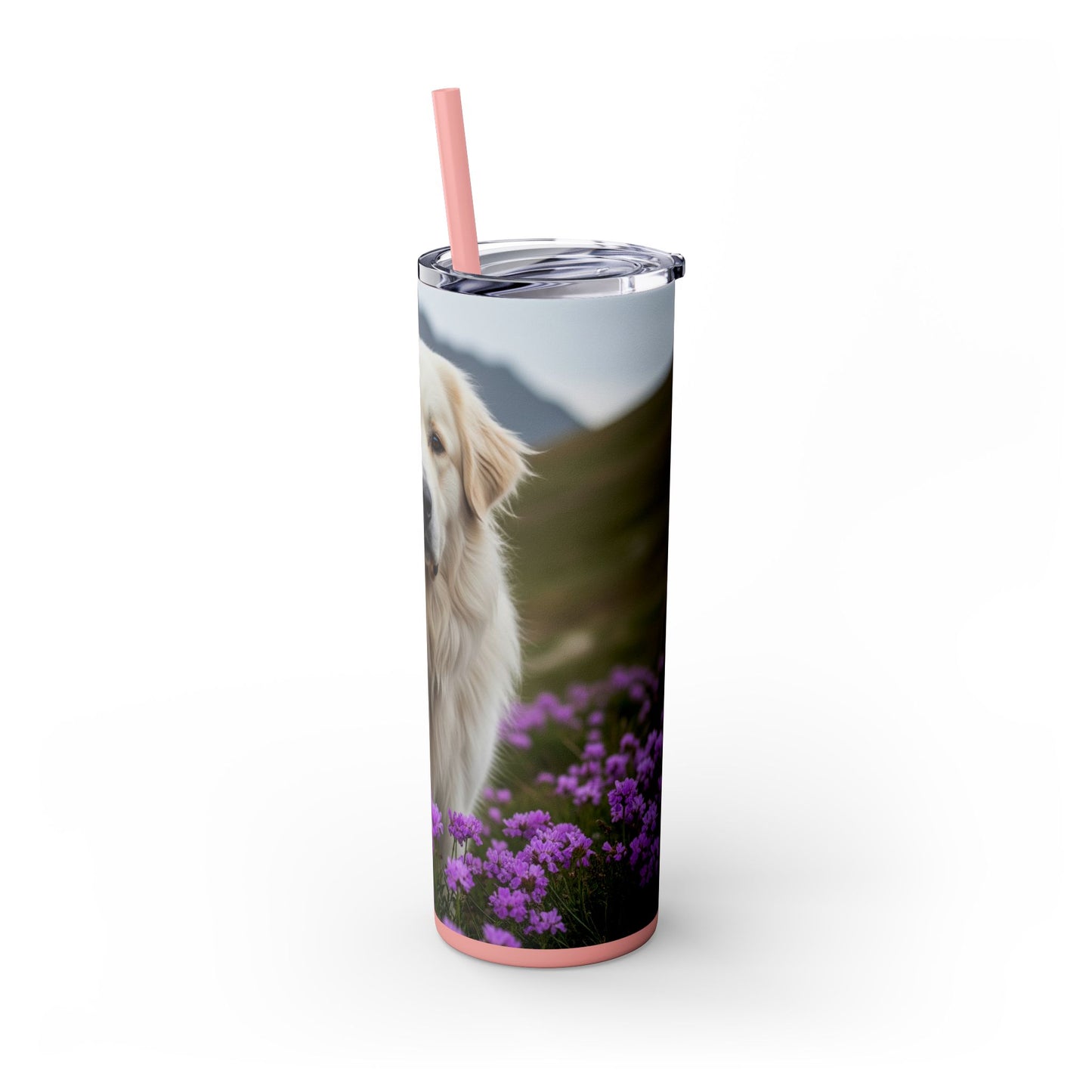 Pyrenean Mountain Dog Skinny Tumbler with Straw, 20oz