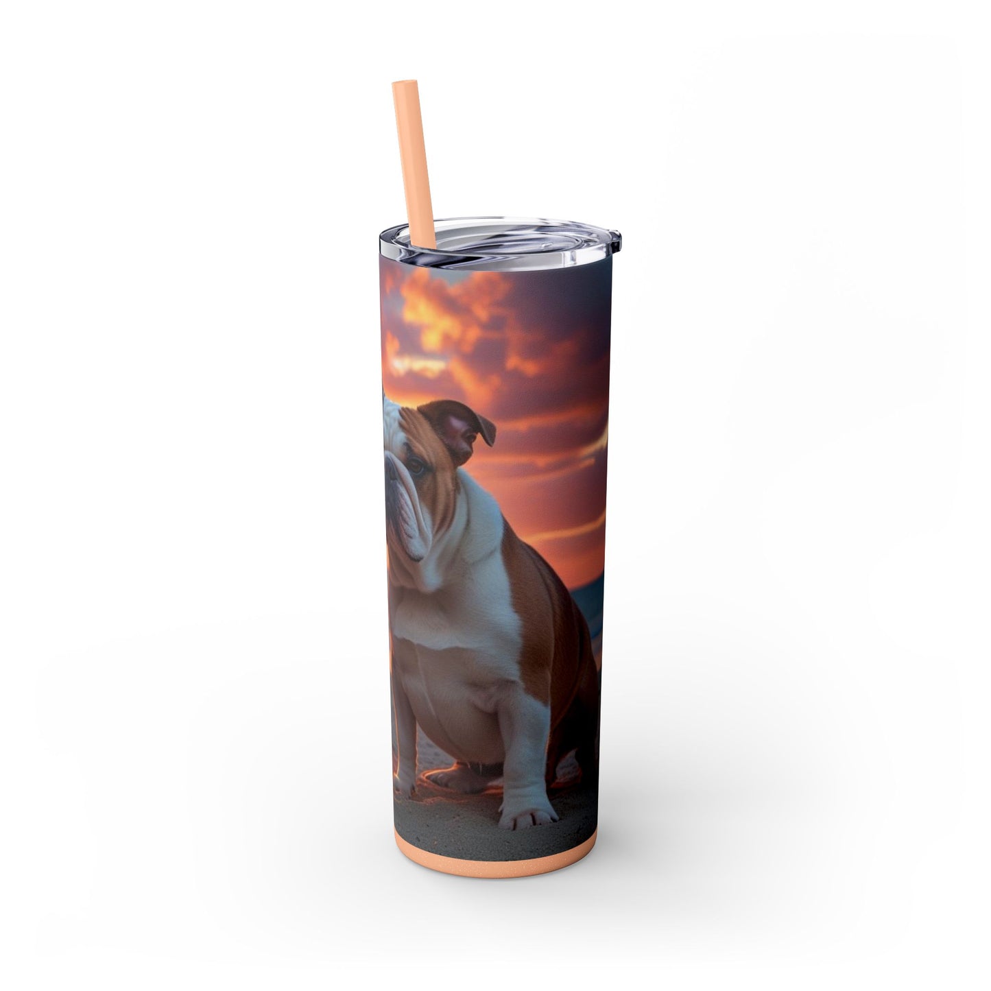 Bulldog Love Skinny Tumbler with Straw, 20oz
