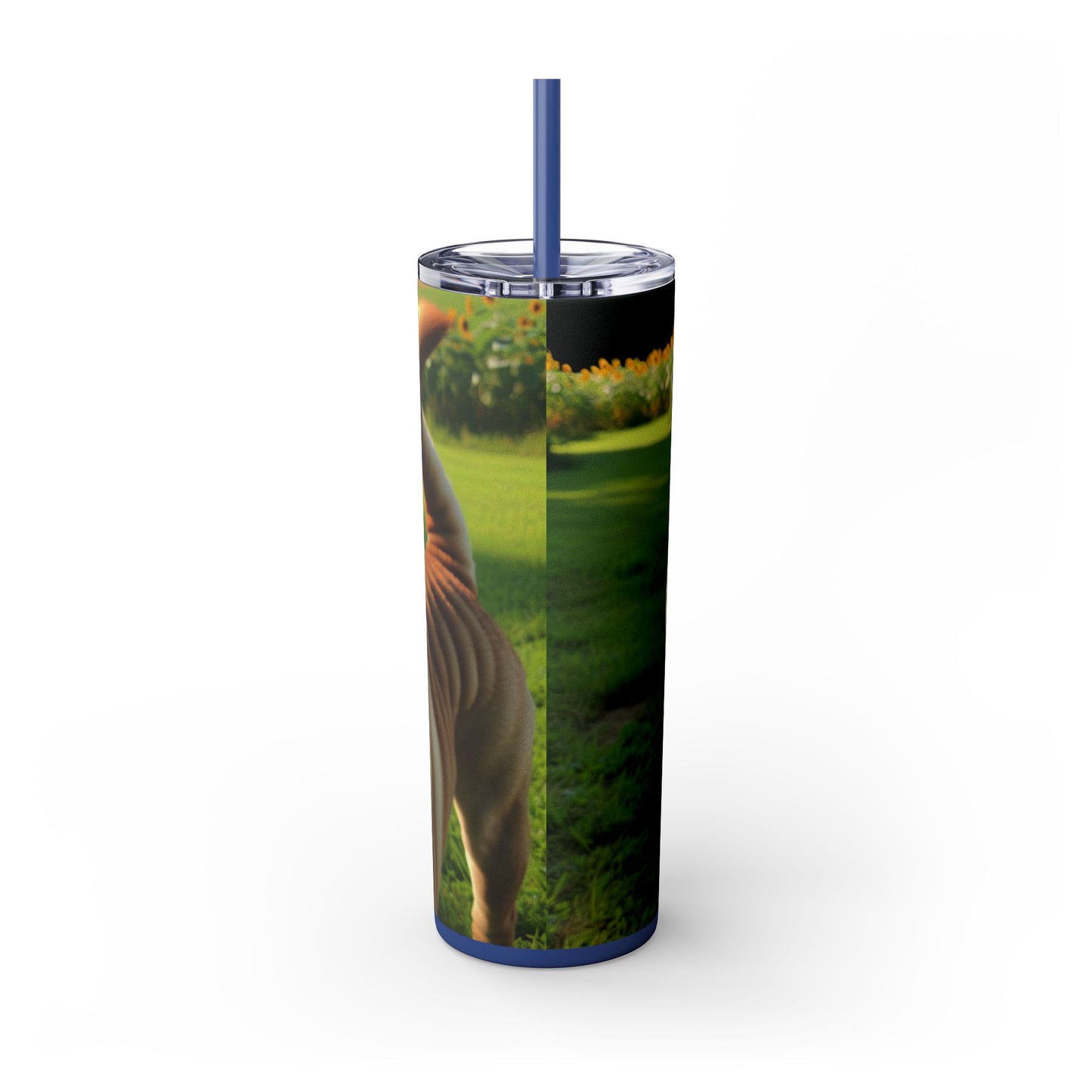 Shar Pei Skinny Tumbler with Straw, 20oz