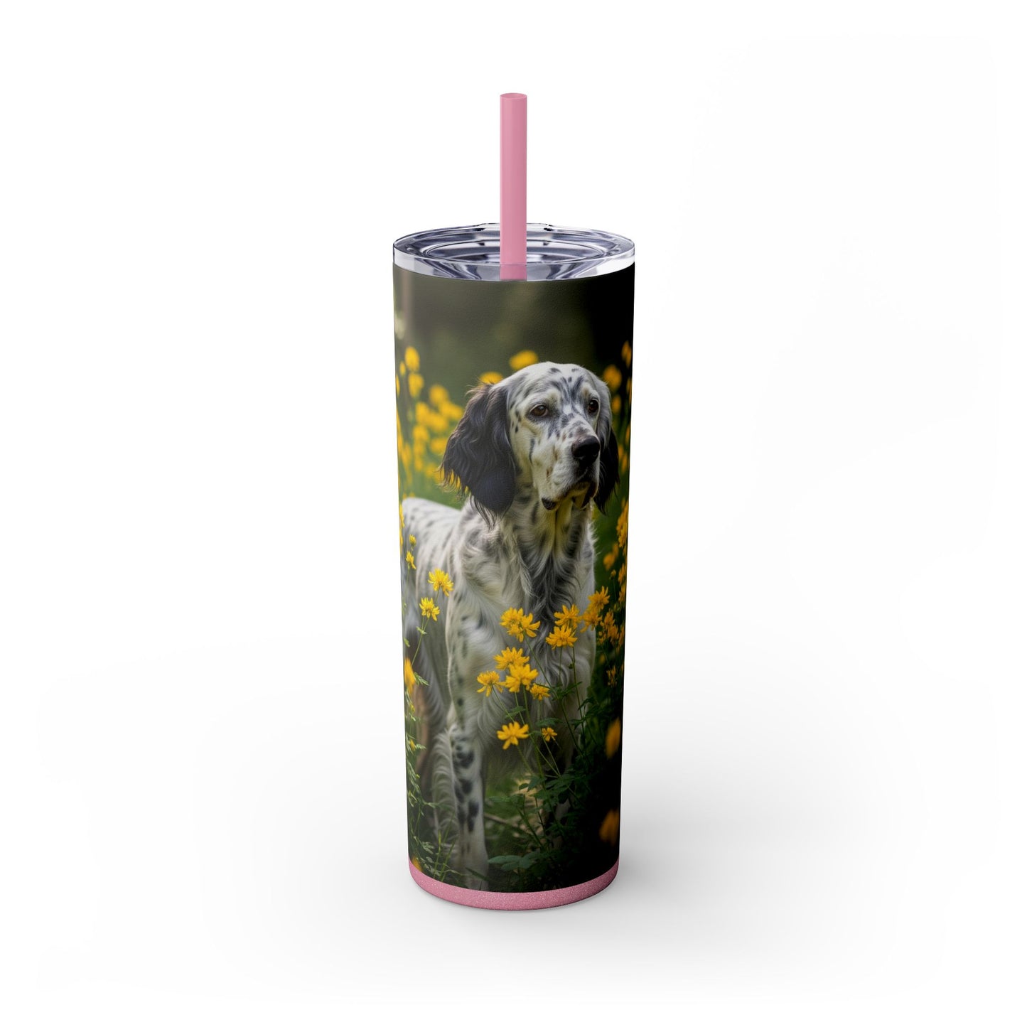 English Setter Skinny Tumbler with Straw, 20oz